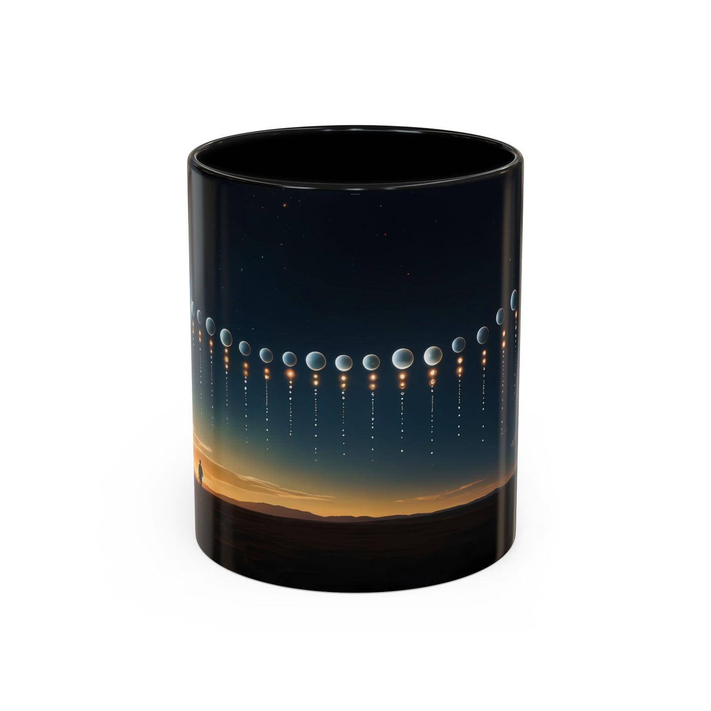 Celestial Pathway Accent Coffee Mug (11, 15oz) – Lone Walker Among Falling Moons