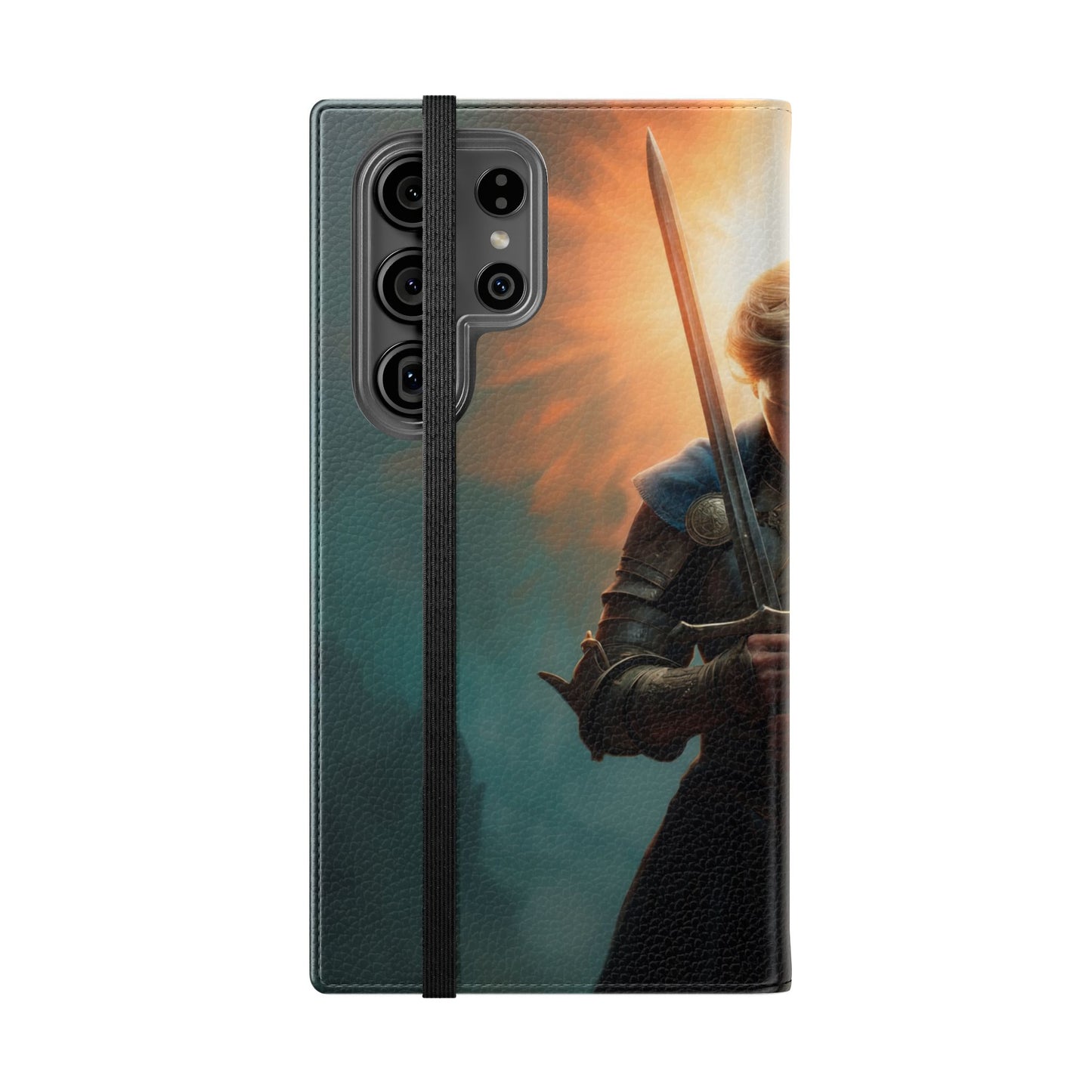 Dawn-Forged Knight Flip Cases – Radiant Armor Against Misty Skies