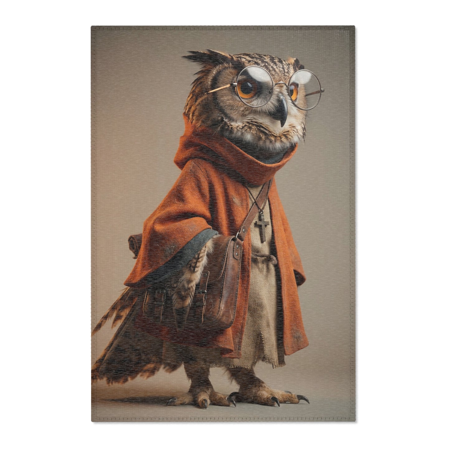 Wise Owl Scholar Rug – Warm Amber Study Companion