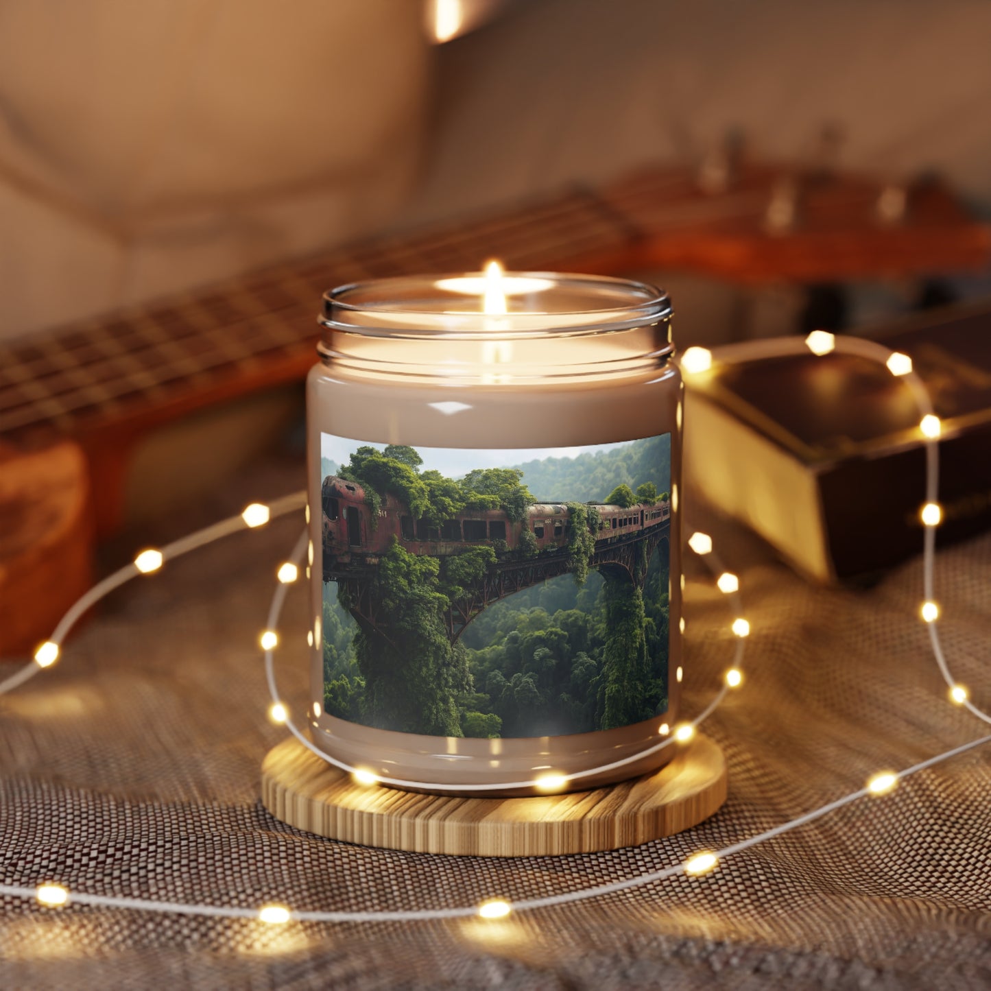 Overgrown Train Bridge Scented Soy Candles with White Lid, 9oz – Verdant Ruins of a Forgotten Journey