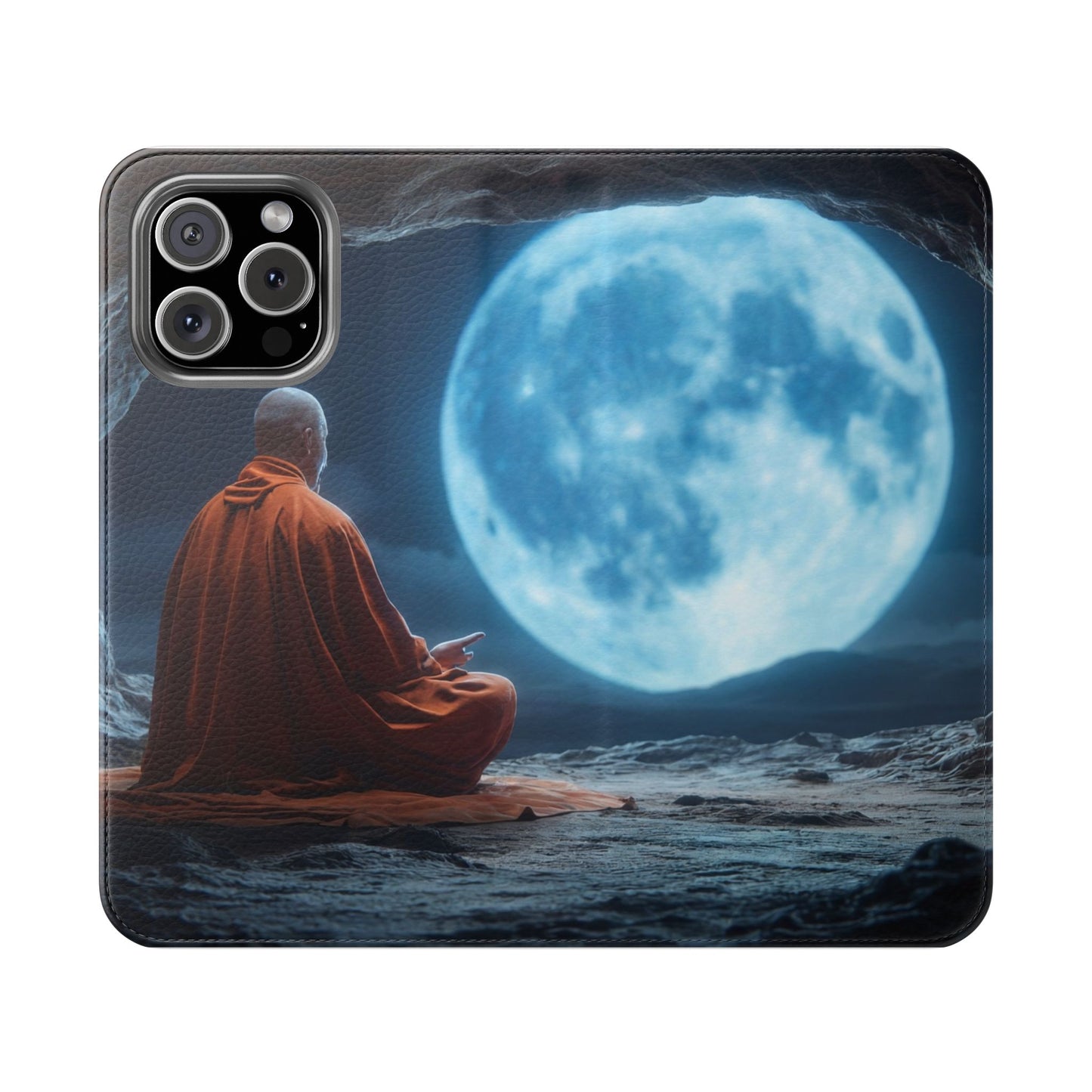 Lunar Meditation Flip Cases – Serene Monk Under Moonlight