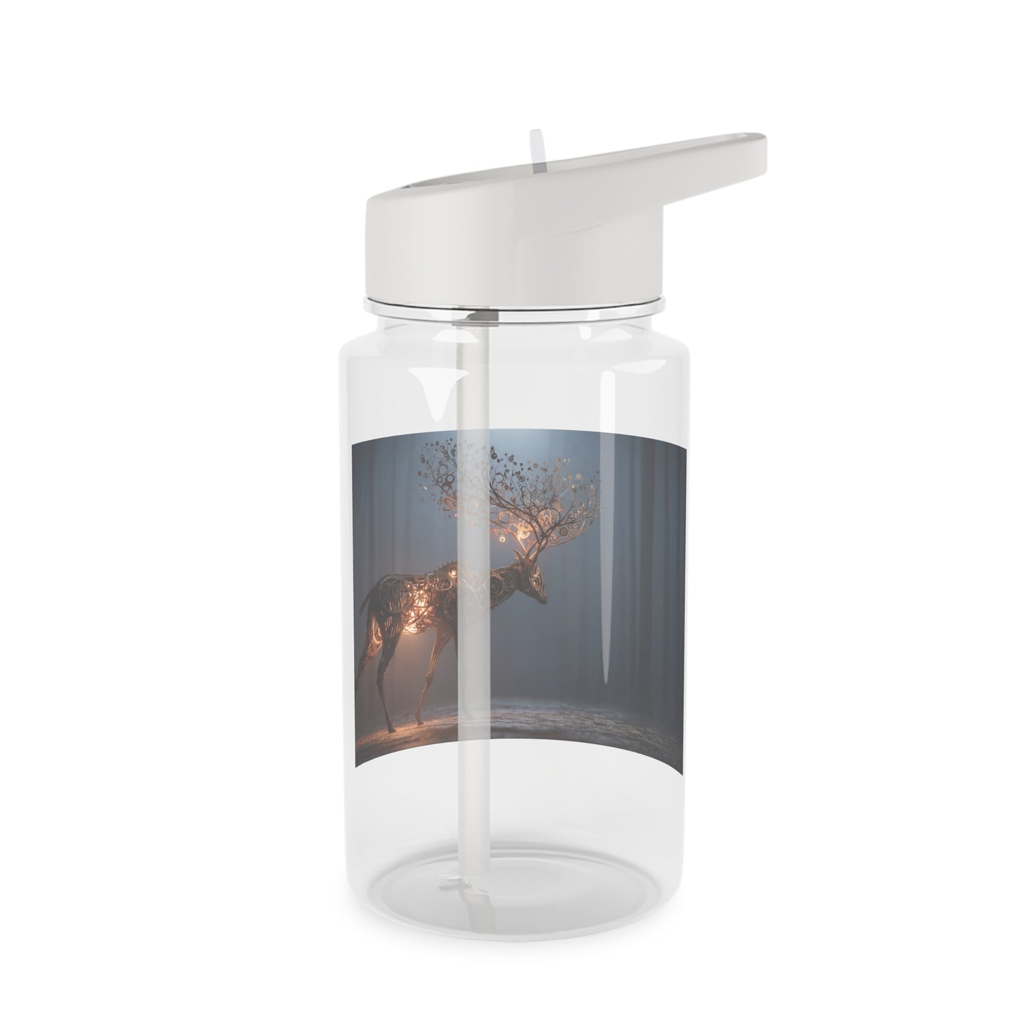 Gear-Heart Deer Tritan Water Bottle – Clockwork Forest Guardian