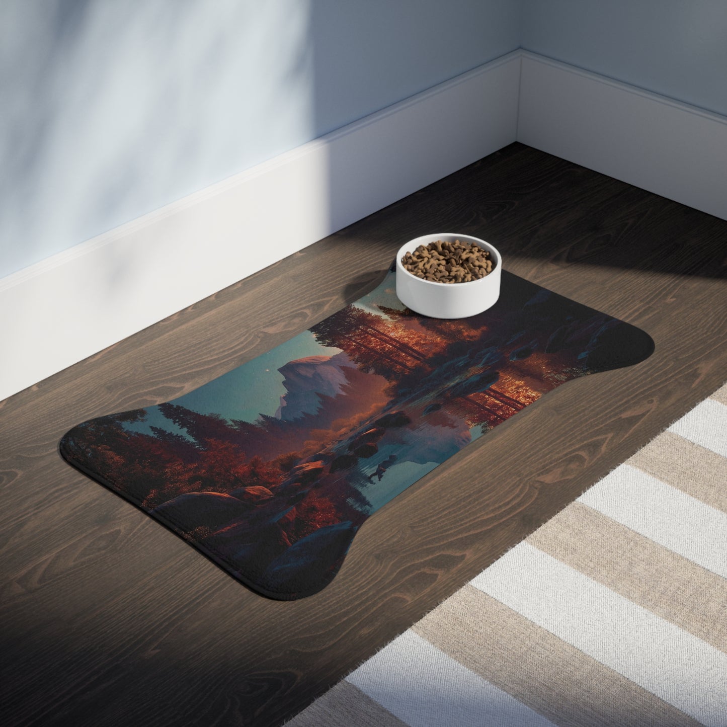 Starlit Yosemite River Mat – Crimson Twilight Reflections