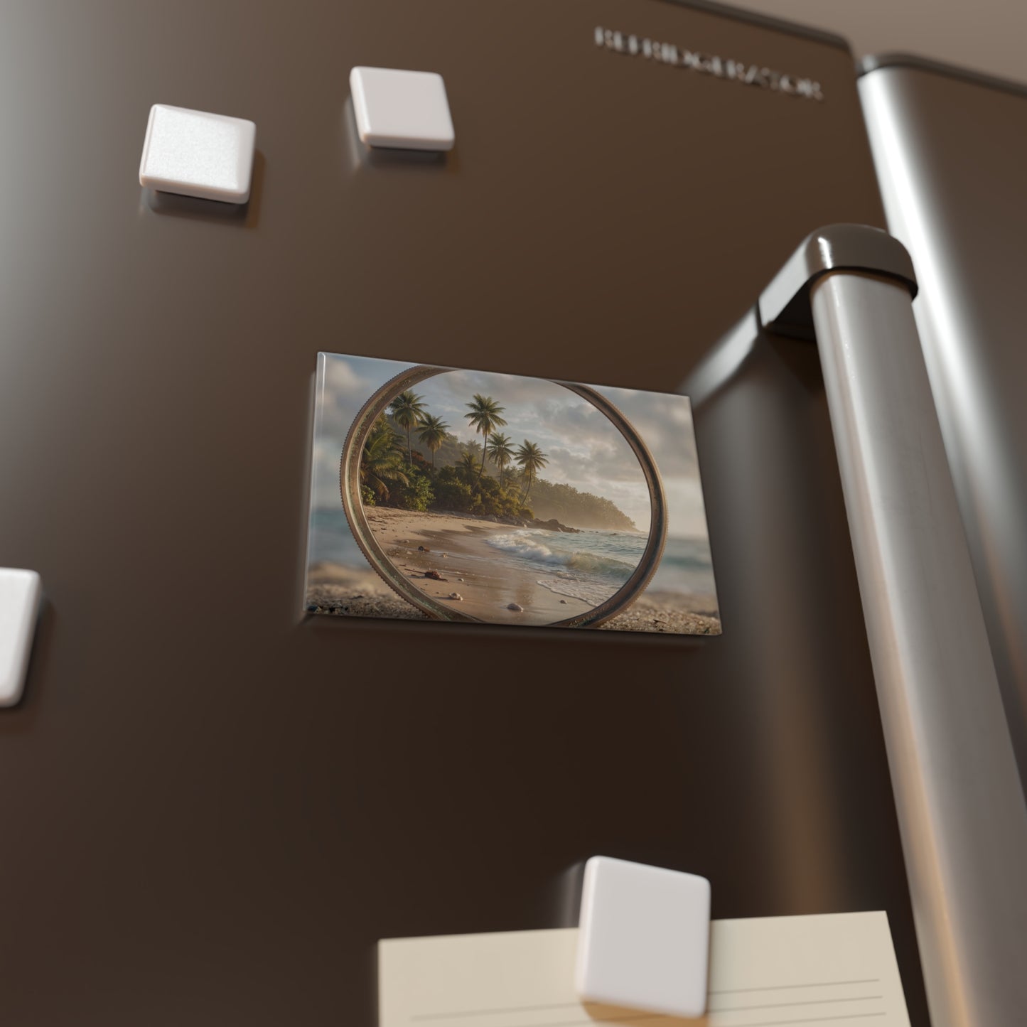 Tropical Lens Reflection Button Magnet, Rectangle (1 & 10 pcs) – Frame Your Island Escape