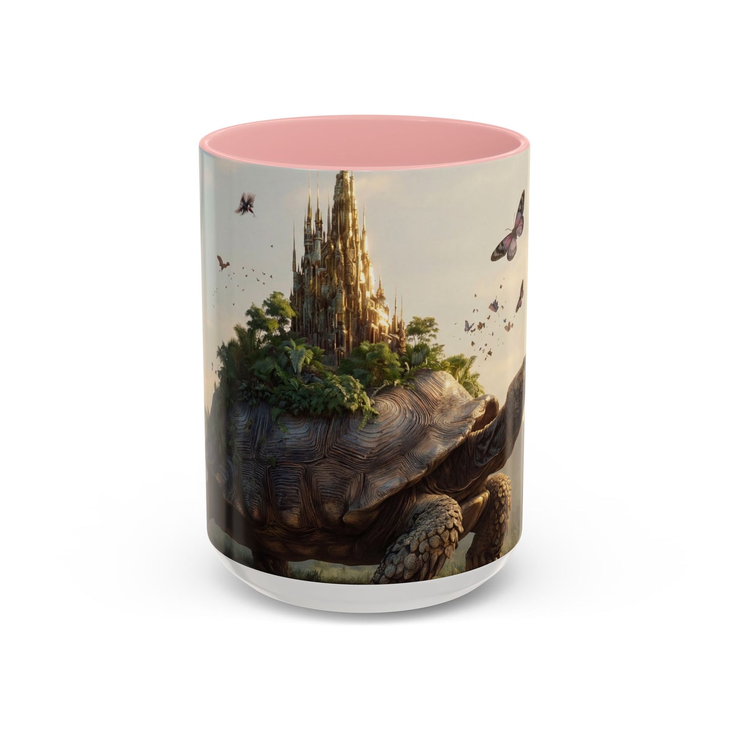 Castle Upon Turtle Shell Accent Coffee Mug (11, 15oz) – Sunset Sanctuary Dreamscape