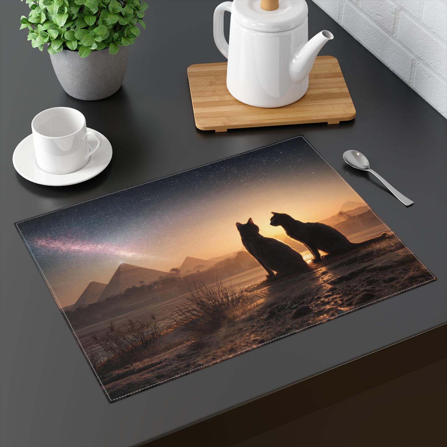 Starlit Pyramids Cat Placemat – Whispers of the Nile at Dawn