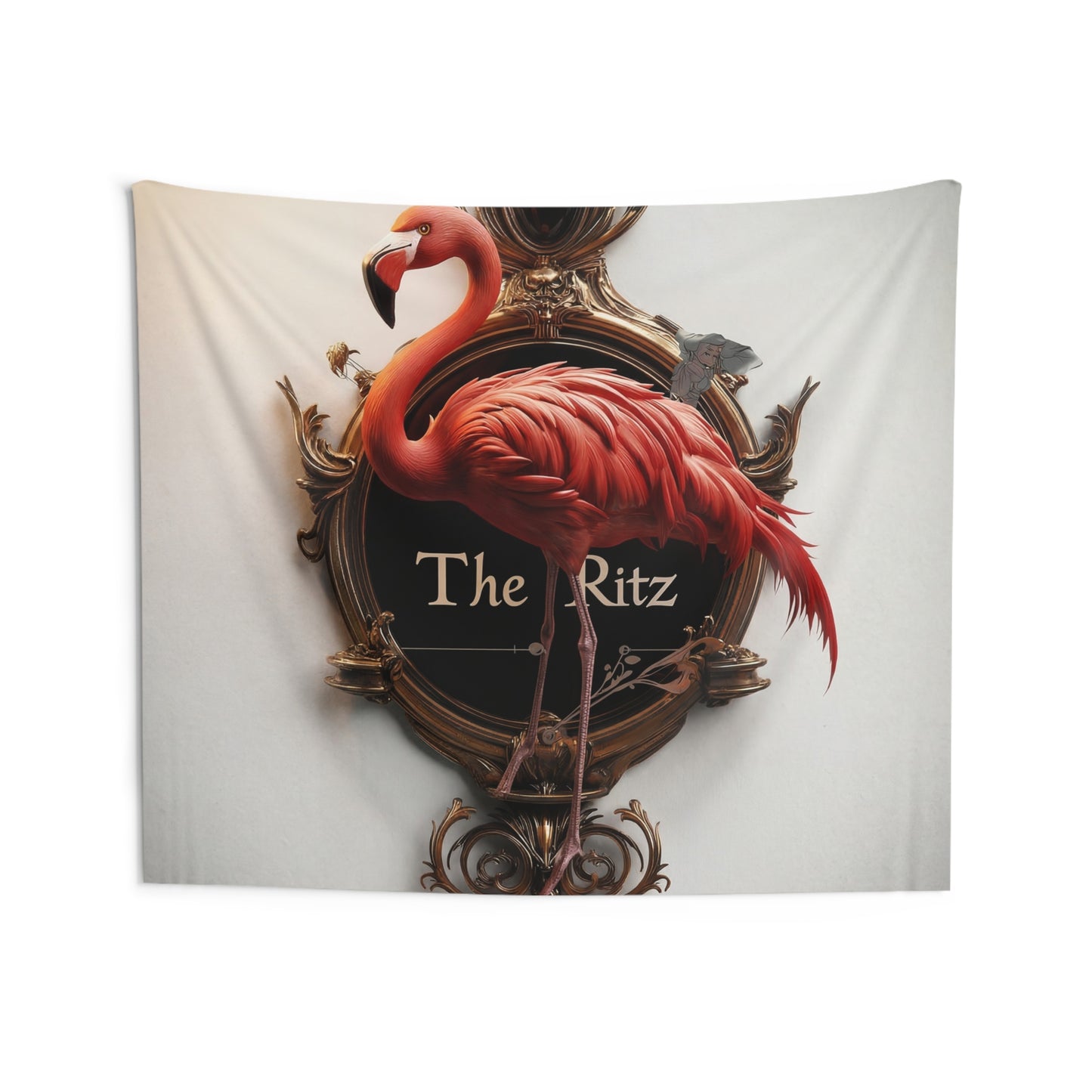 Flamingo Clock Wall Tapestry – The Ritz Elegance in Crimson