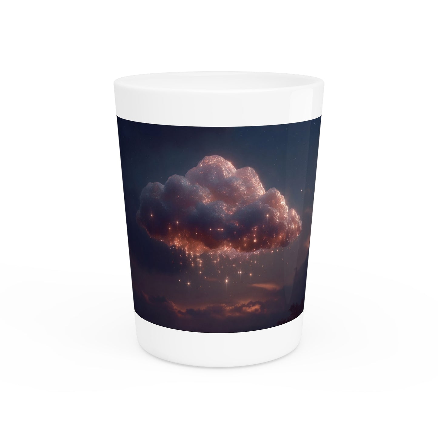 Celestial Vortex Shot Glass – Indigo Cloud Dreamscape