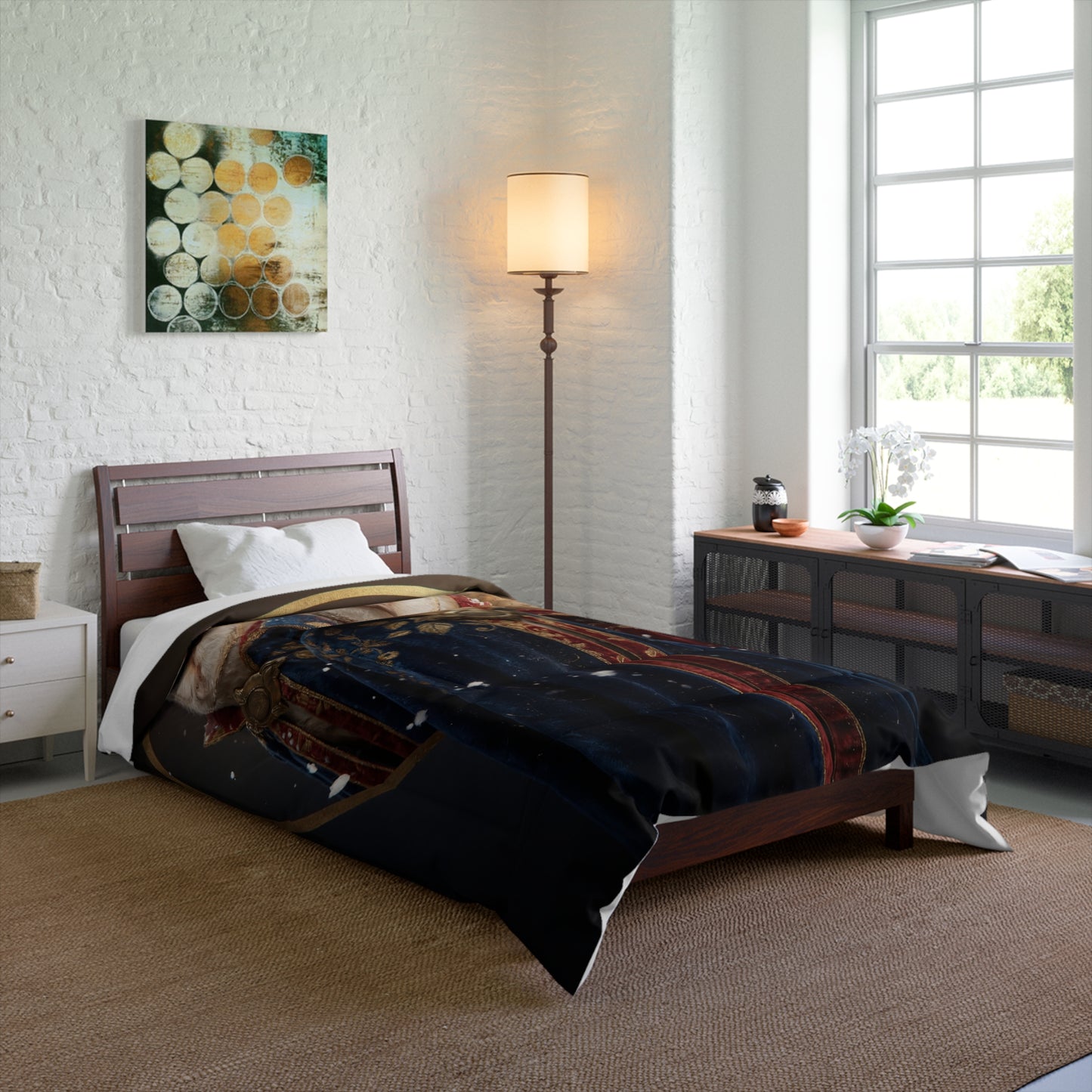 Three Owls in Velvet Robes Comforter – Snow-Kissed Sentinel Portrait