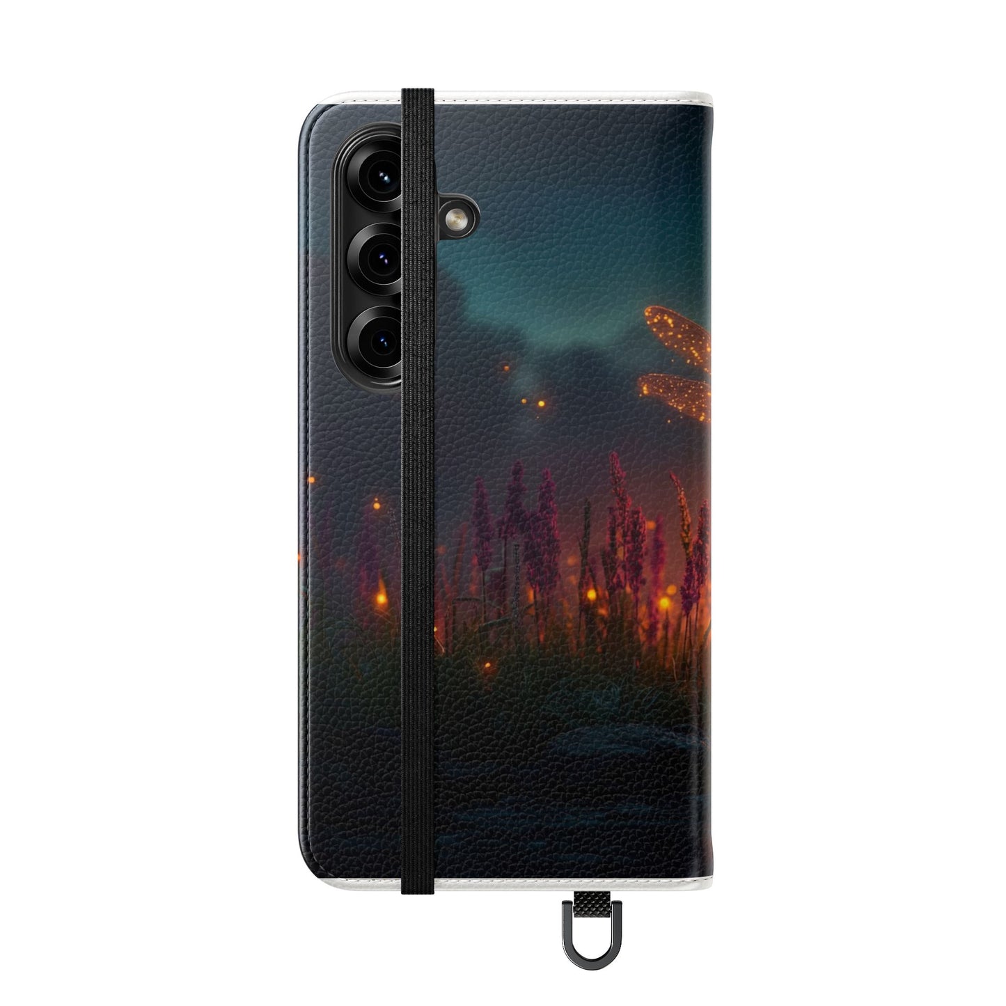 Bioluminescent Dragonfly Flip Cases – Glowing Amber Wings Over Twilight Marsh