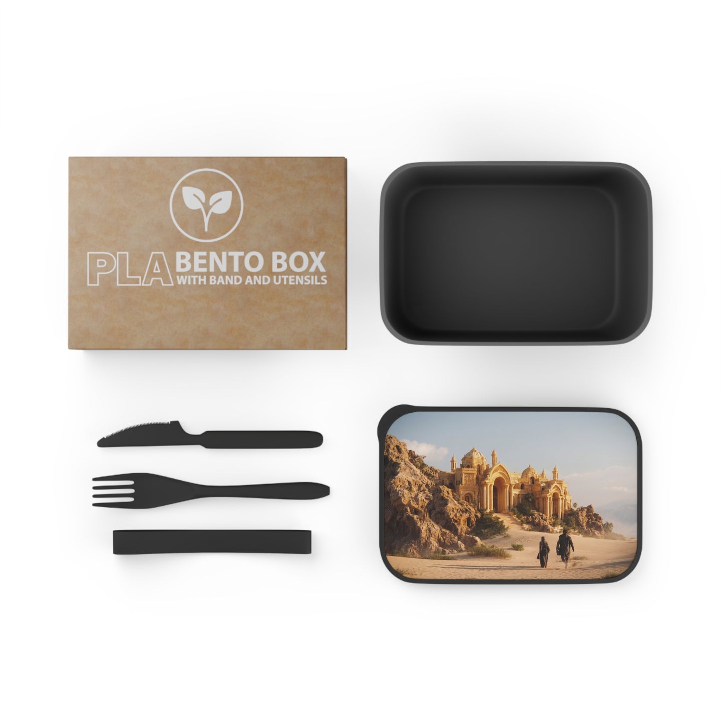 Desert Oasis Palace PLA Bento Box with Band and Utensils – Golden Hour Pilgrimage