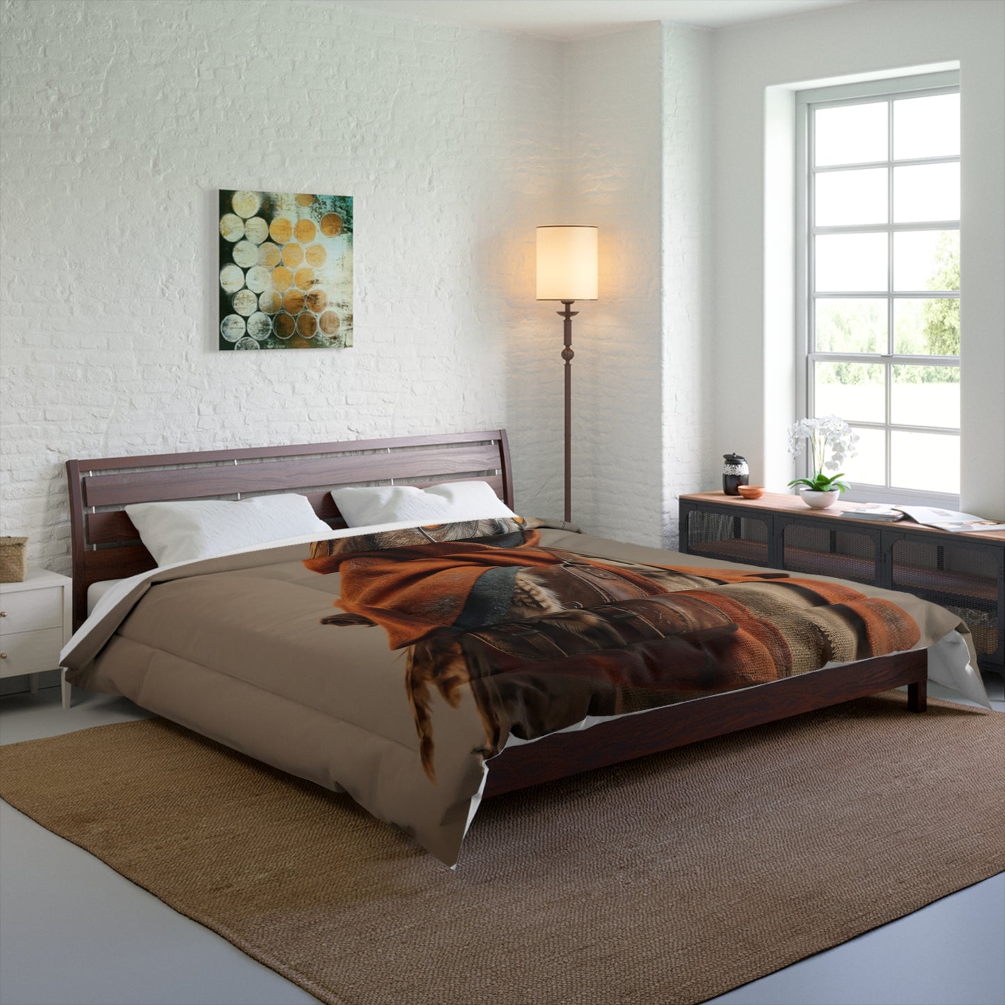 Owl Sage Comforter – Woven Wisdom in Warm Earth Tones