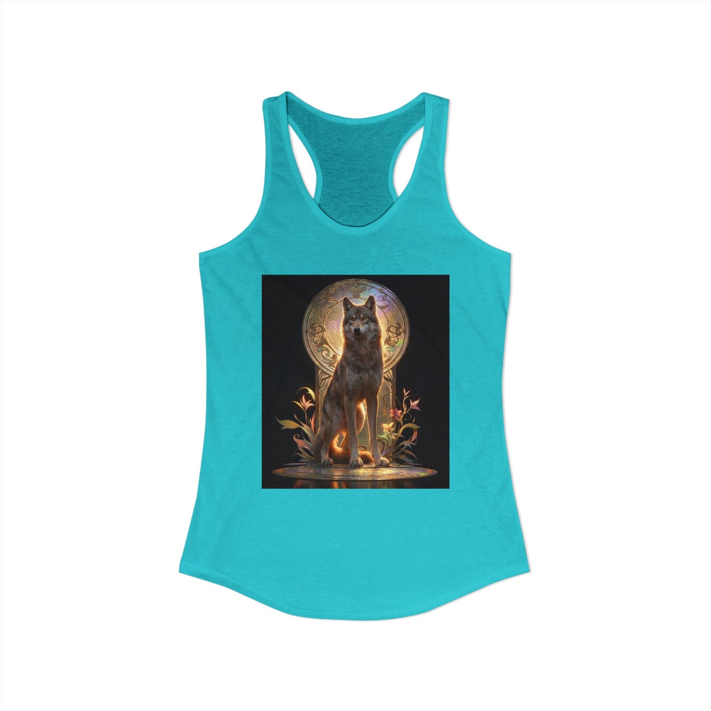 Twilight Wolf Guardian Tank – Ornate Sunburst Portrait Graphic