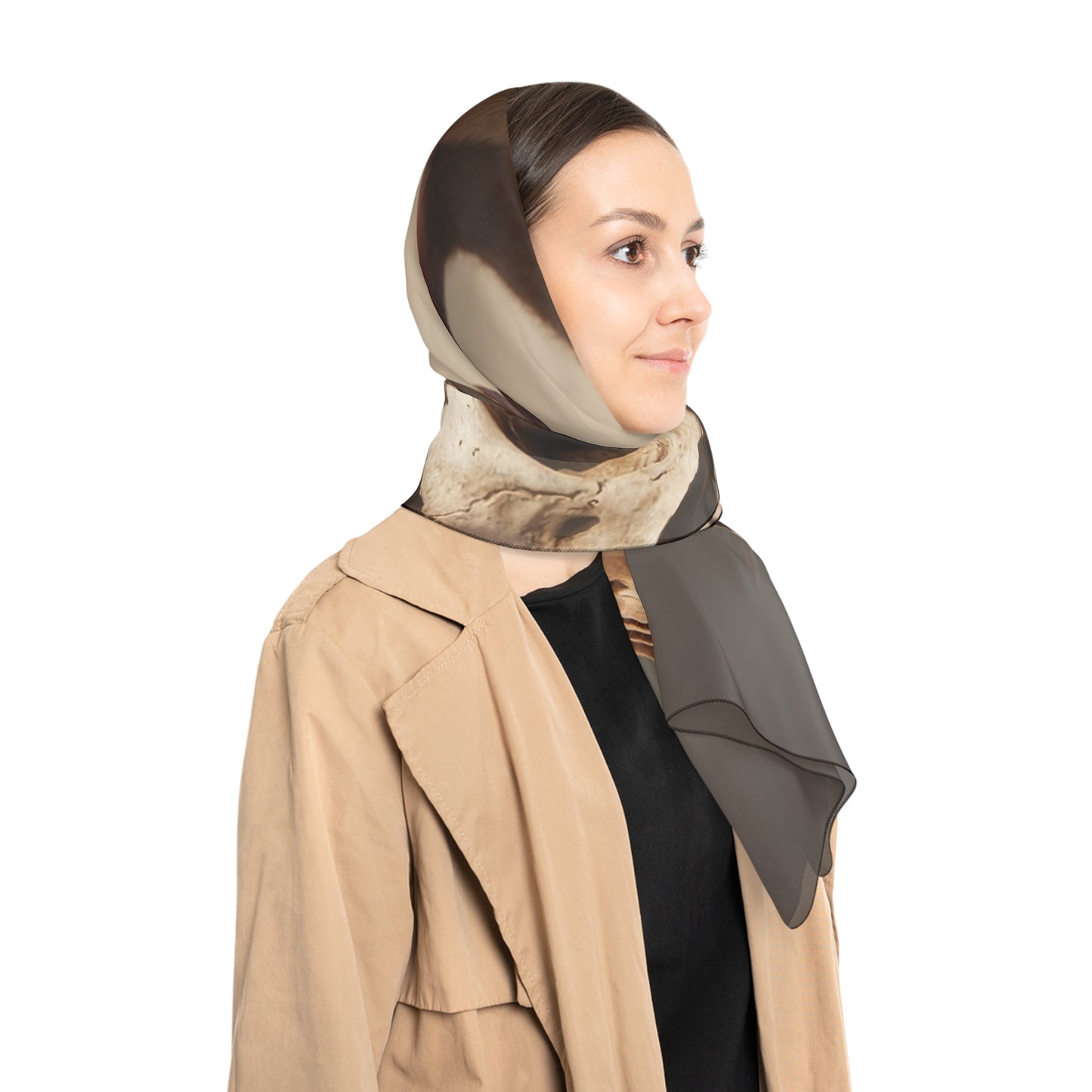Winged Siamese Cat Poly Scarf – Sunlit Bone Sentinel