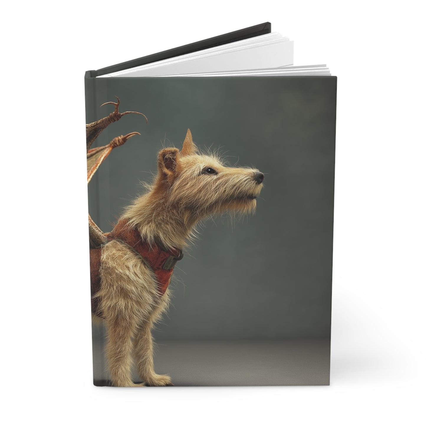 Dragon-Winged Terrier Hardcover Journal Matte – Autumn Winged Guardian