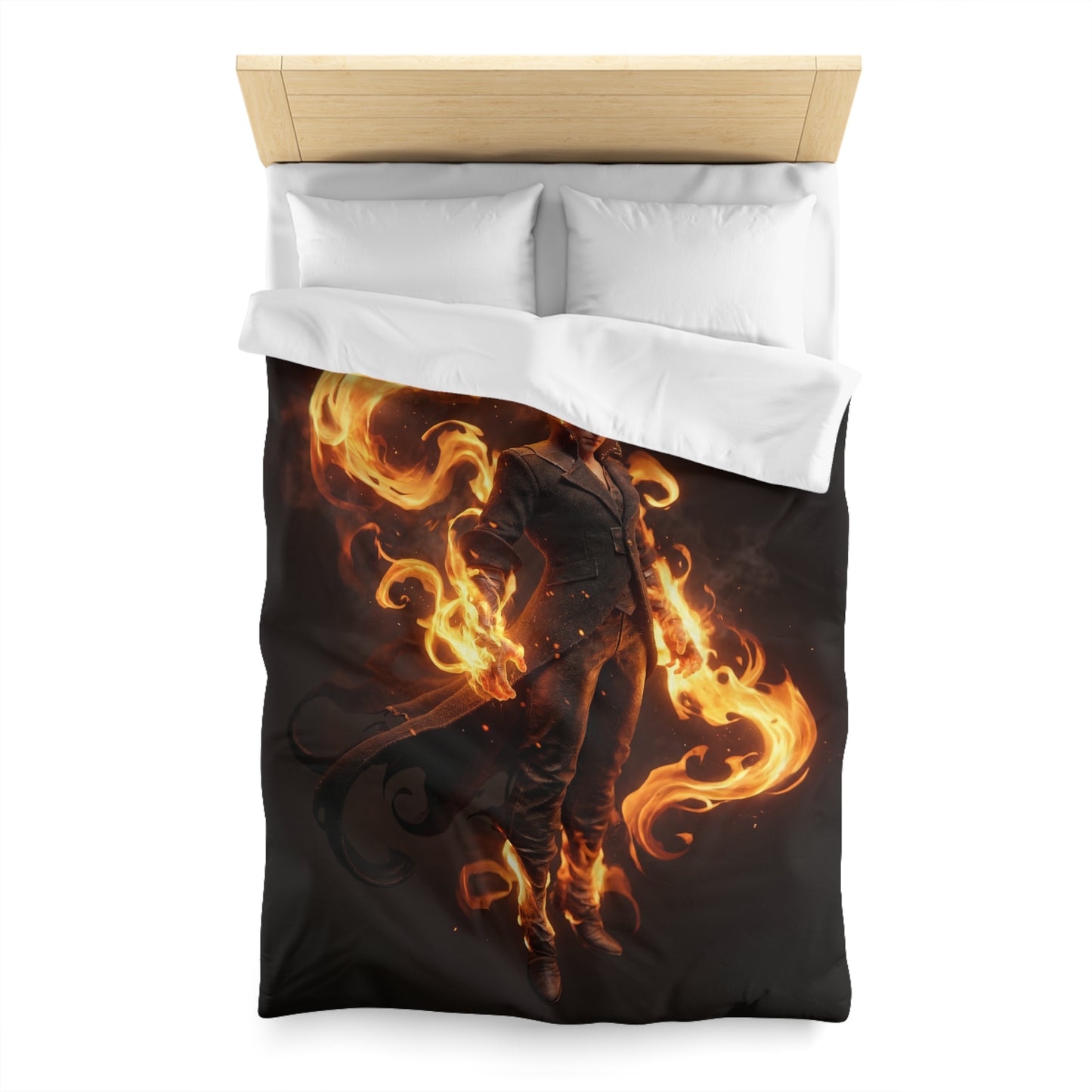 Fiery Sentinel Microfiber Duvet Cover – Embers of the Crimson Knight