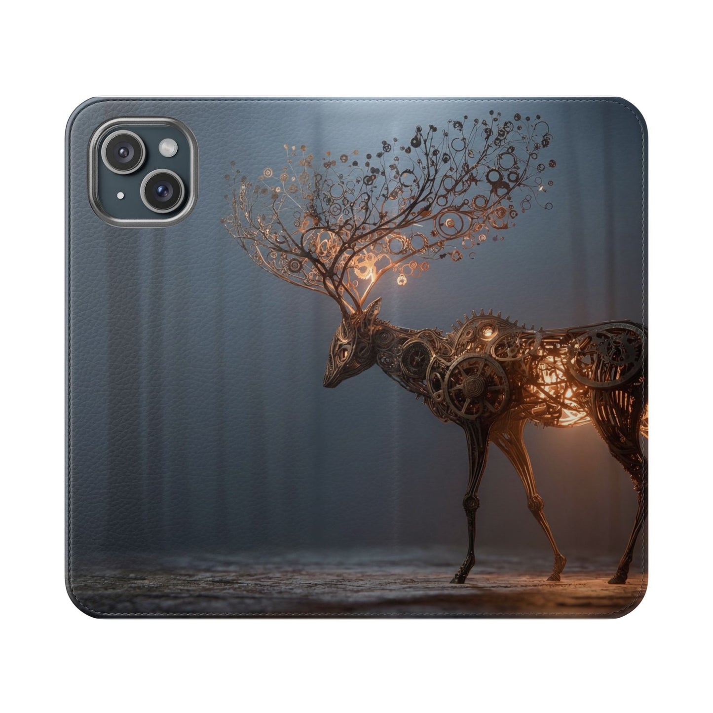 Mechanical Deer Flip Cases – Gears and Twilight Forest Guardian