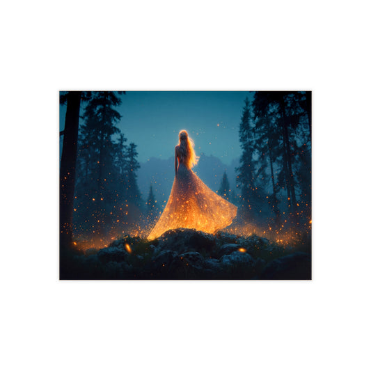Fire-Dusted Forest Goddess Ceramic Photo Tile – Twilight Whispers of the Wild
