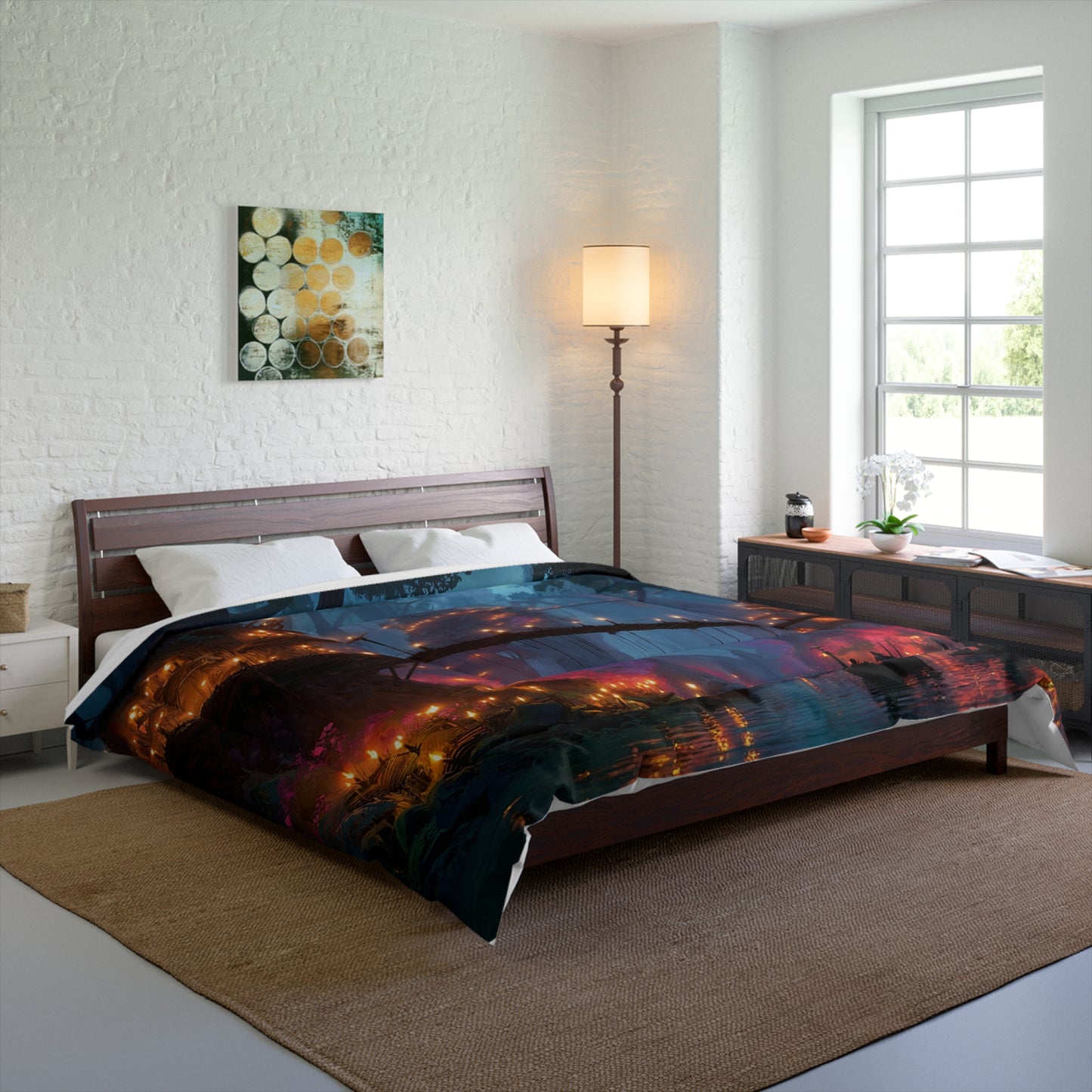 Whispering Canopy Comforter – Emberlit Treehouse Dreamscape