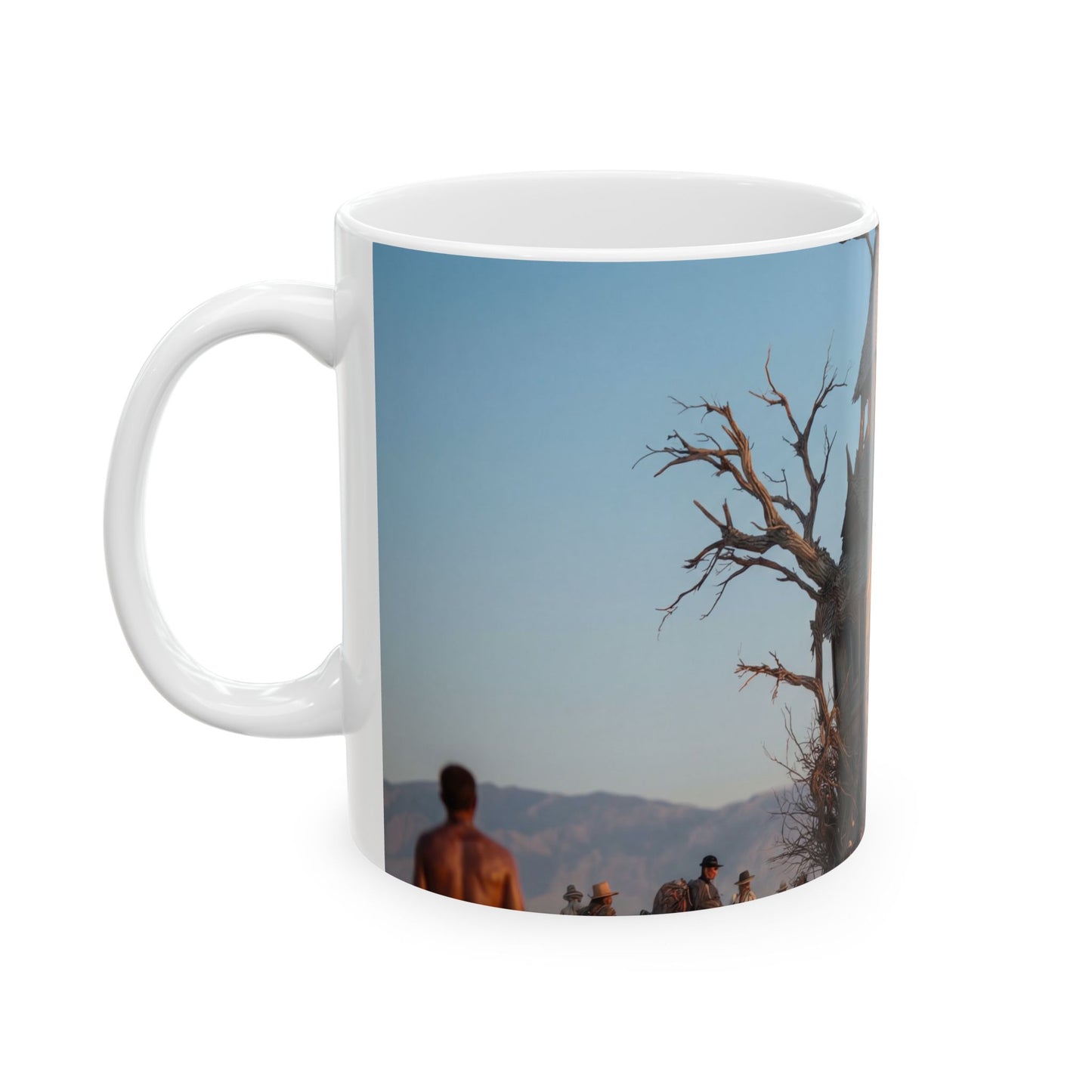 Clock Tower in the Desert Ceramic Mug – Timeless Wanderer’s Oasis