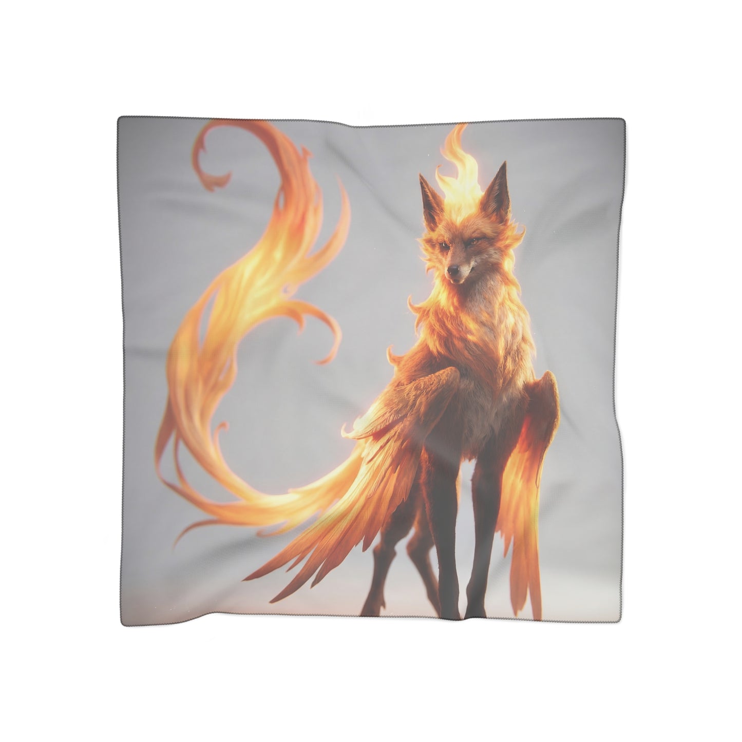 Fiery Fox Sentinel Poly Scarf – Radiant Ember Wingscape