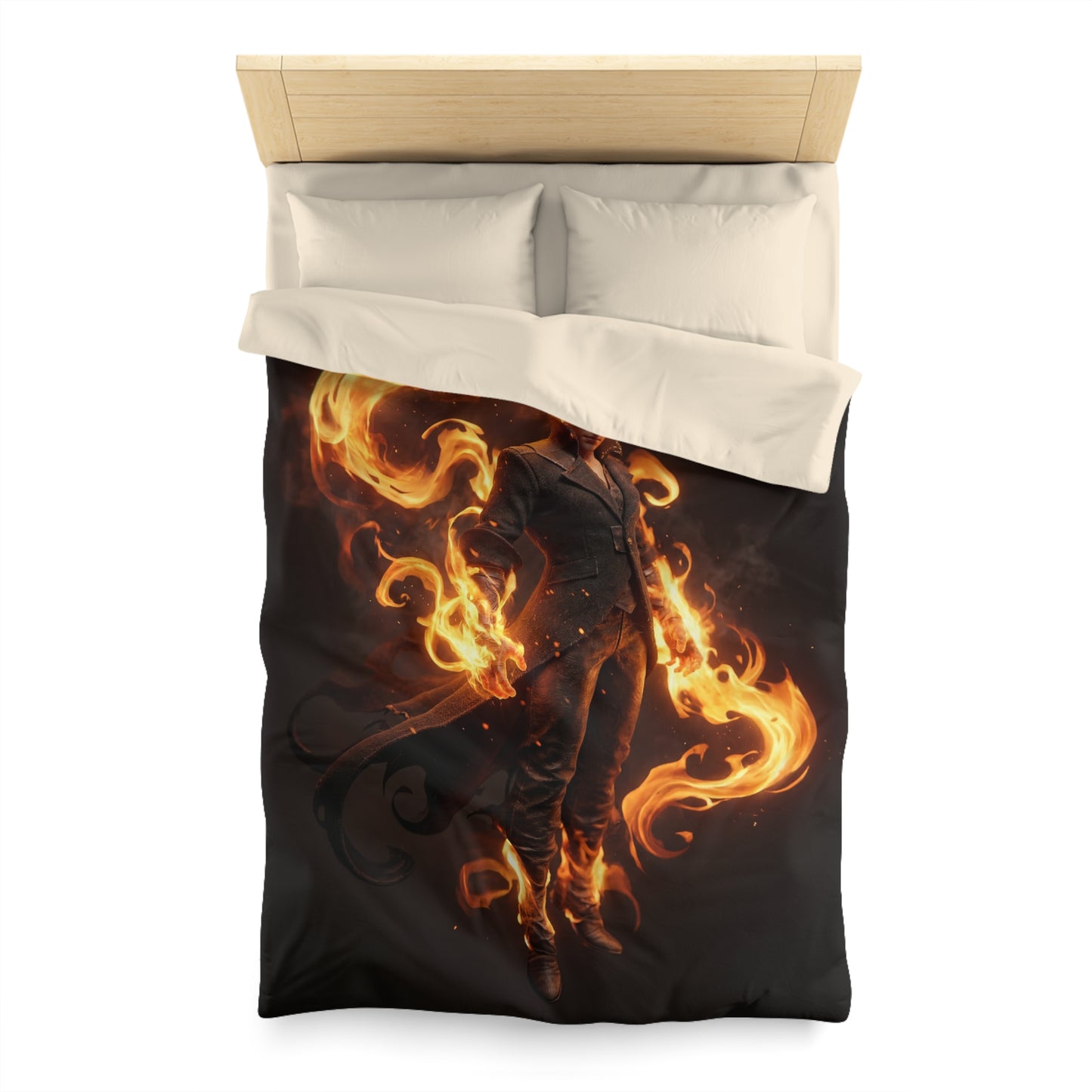 Flame-Weaver Duvet Cover – Sovereign of Ember and Shadow