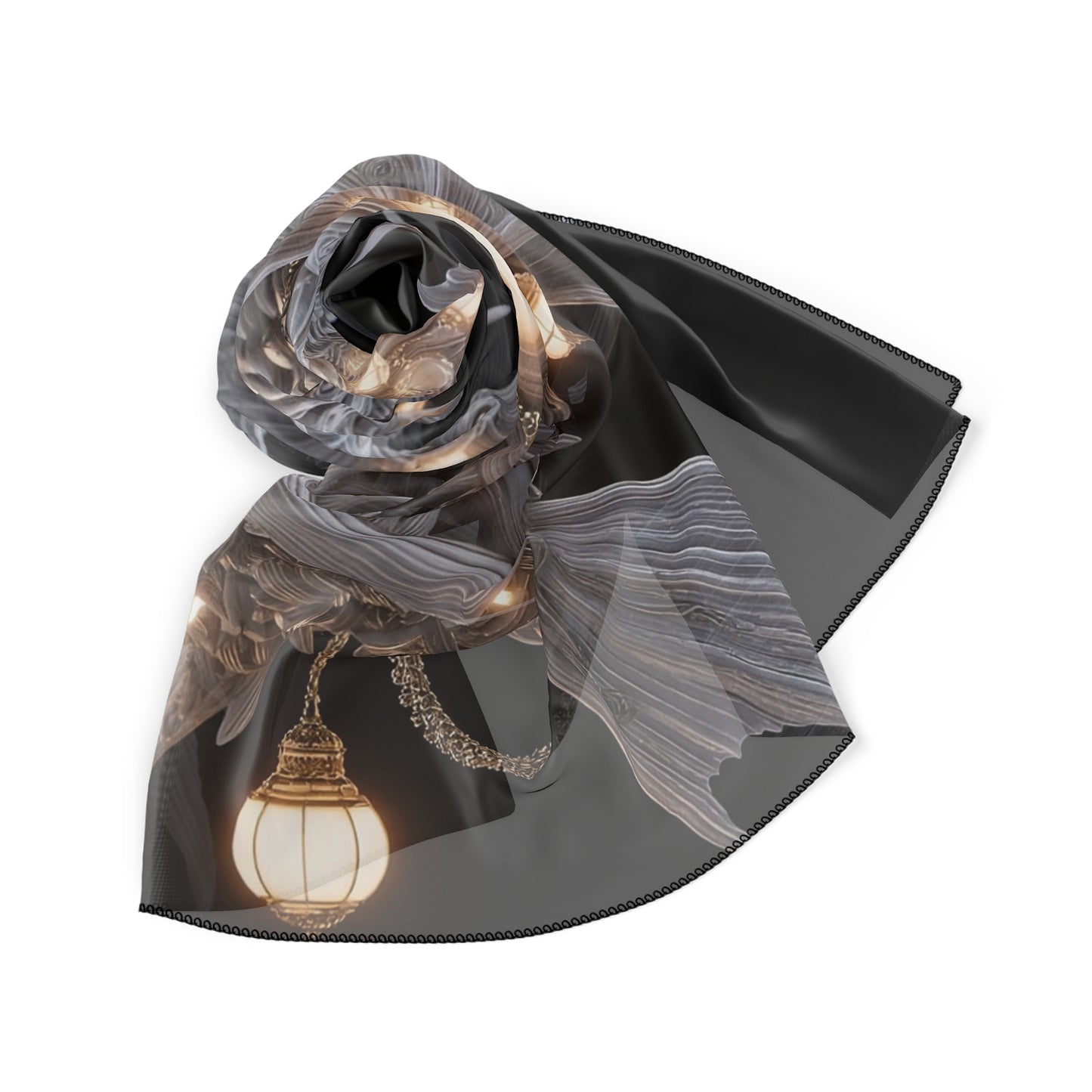 Luminescent Deep-Sea Sentinel Scarf – Chandelier Fish Dreamscape