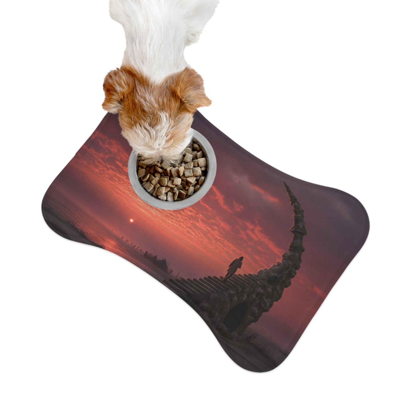 Twilight Staircase Pet Feeding Mats – Mossy Steps to the Horizon