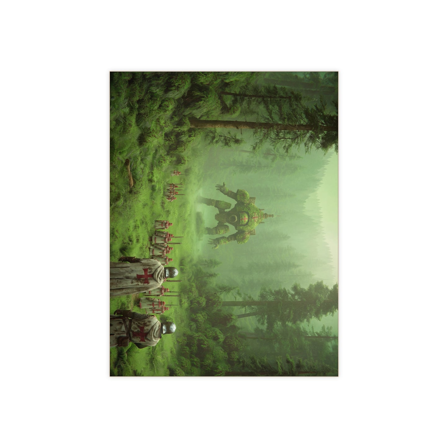 Moss-Covered War Machine Ceramic Photo Tile – Forest’s Silent Sentinel