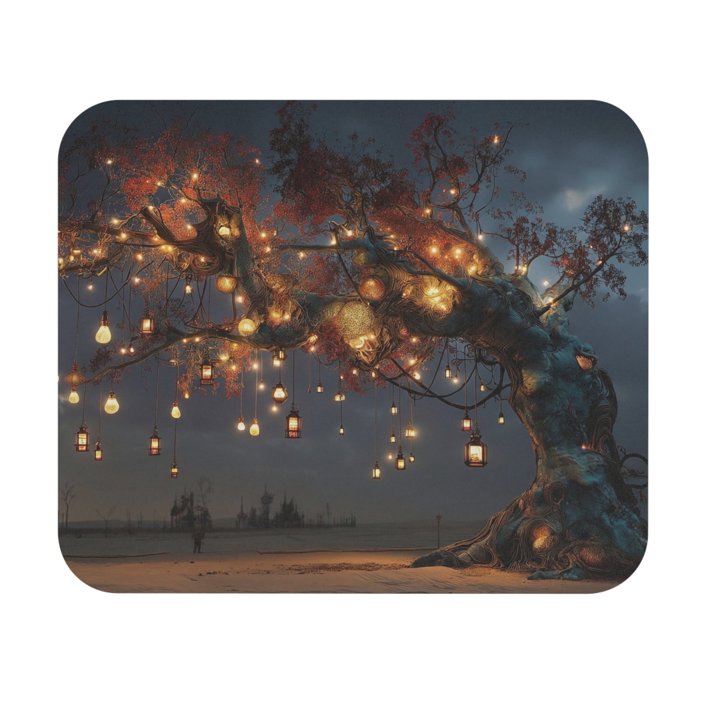 Luminous Wishing Tree Mouse Pad (Rectangle) – Desert Oasis at Dusk