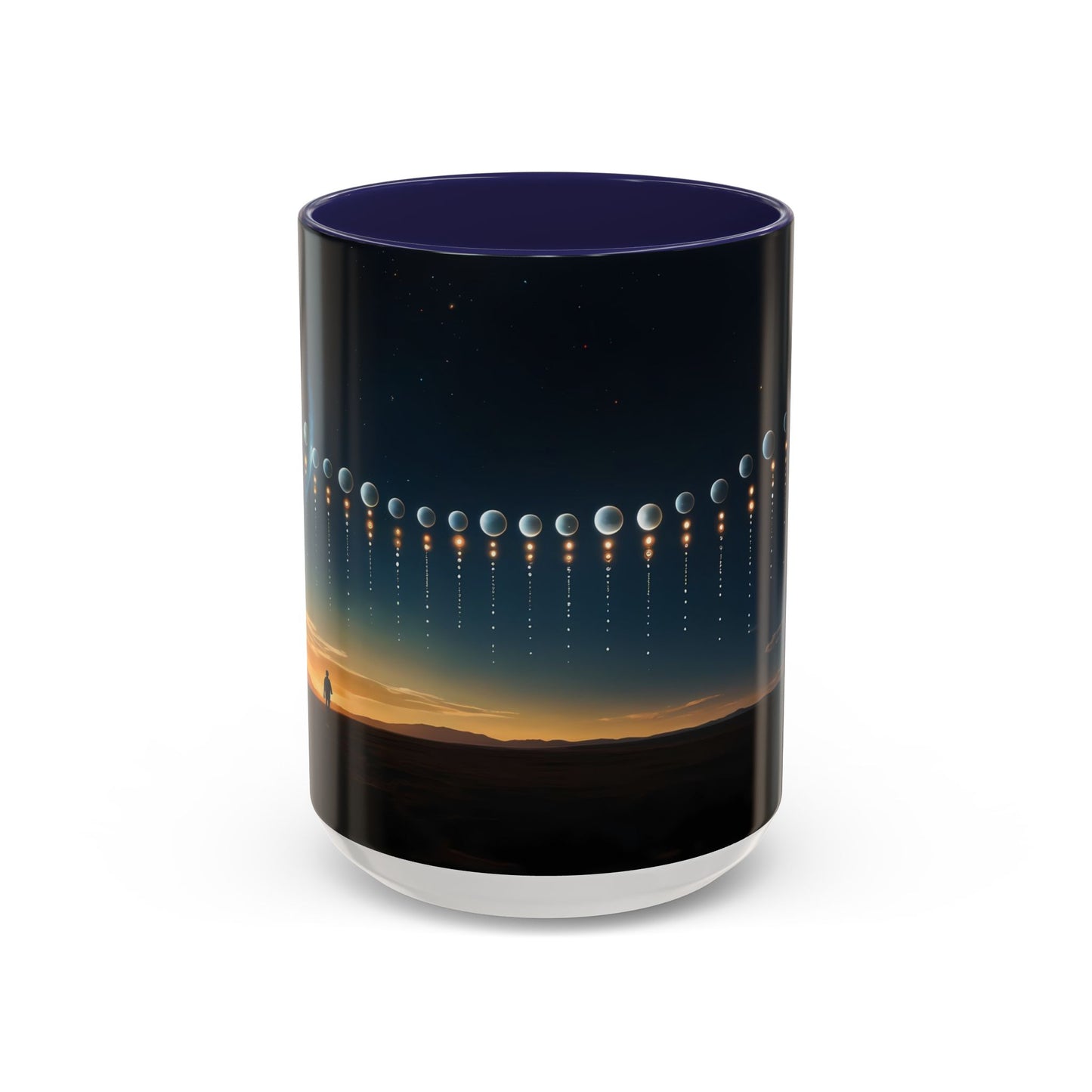Celestial Pathway Accent Coffee Mug (11, 15oz) – Lone Walker Among Falling Moons
