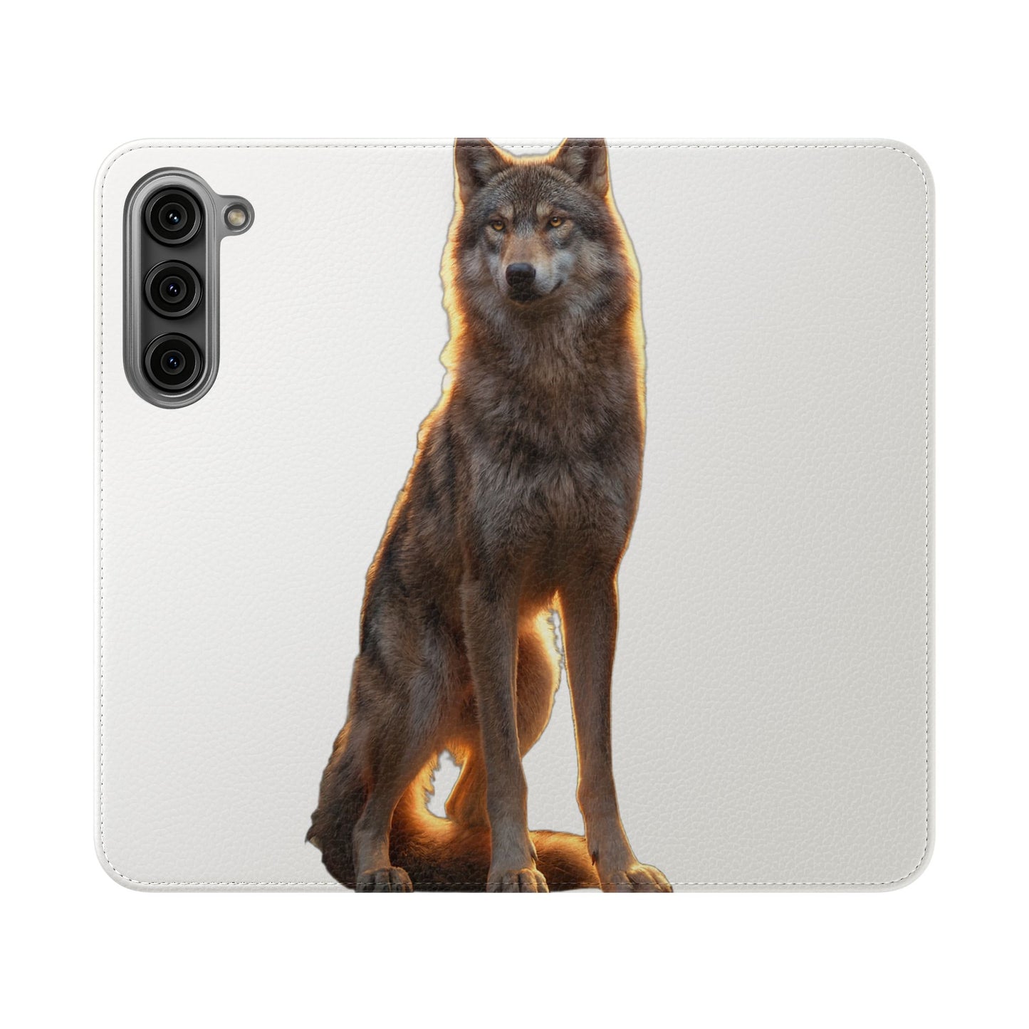 Sunlit Wolf Flip Cases – Golden Hour Sentinel Portrait