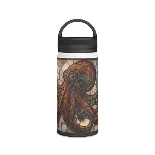 Stained Glass Octopus Water Bottle – Amber Depths & Iron Lace Design