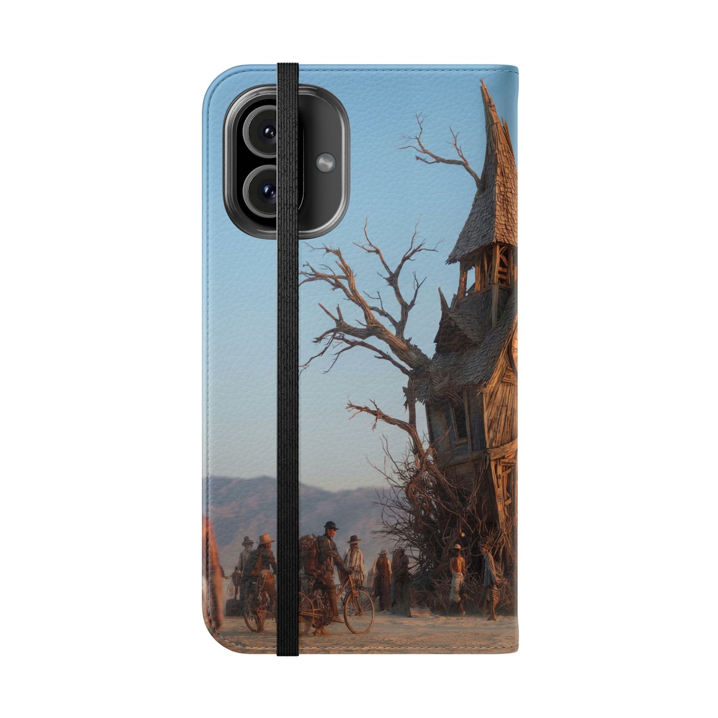 Clocktower Wanderers Flip Cases – Dusty Desert Sentinel Scene