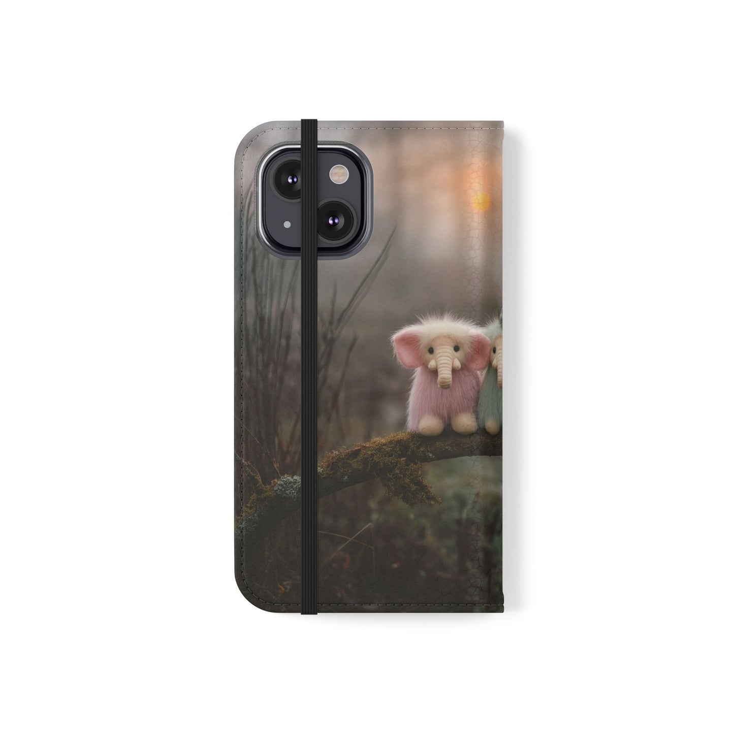 Mossy Branch Elephants Flip Cases – Pastel Fluff Guardians