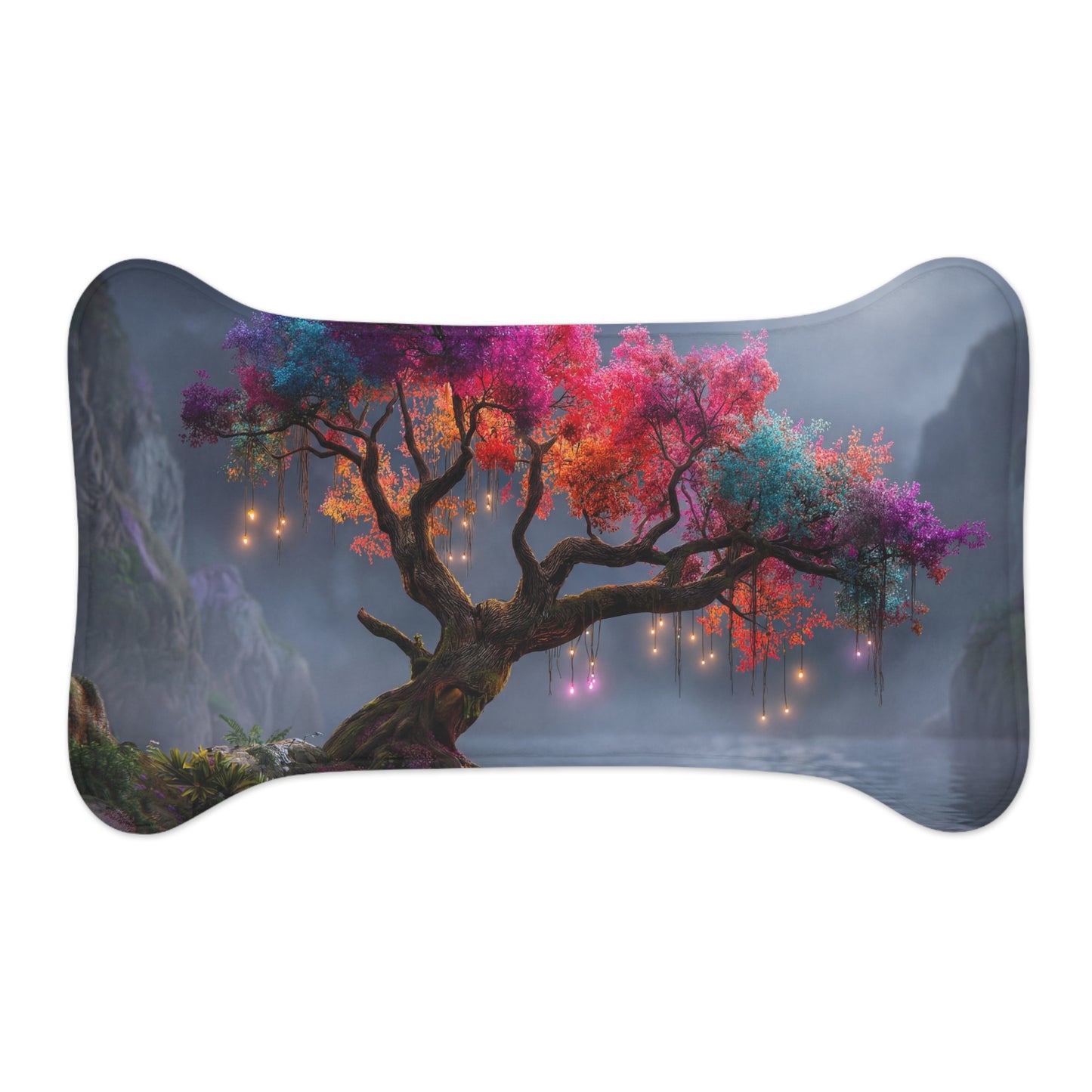 Color-Shifting Moonlit Tree Feeding Mats – Rainbow Canopy & Hanging Lanterns