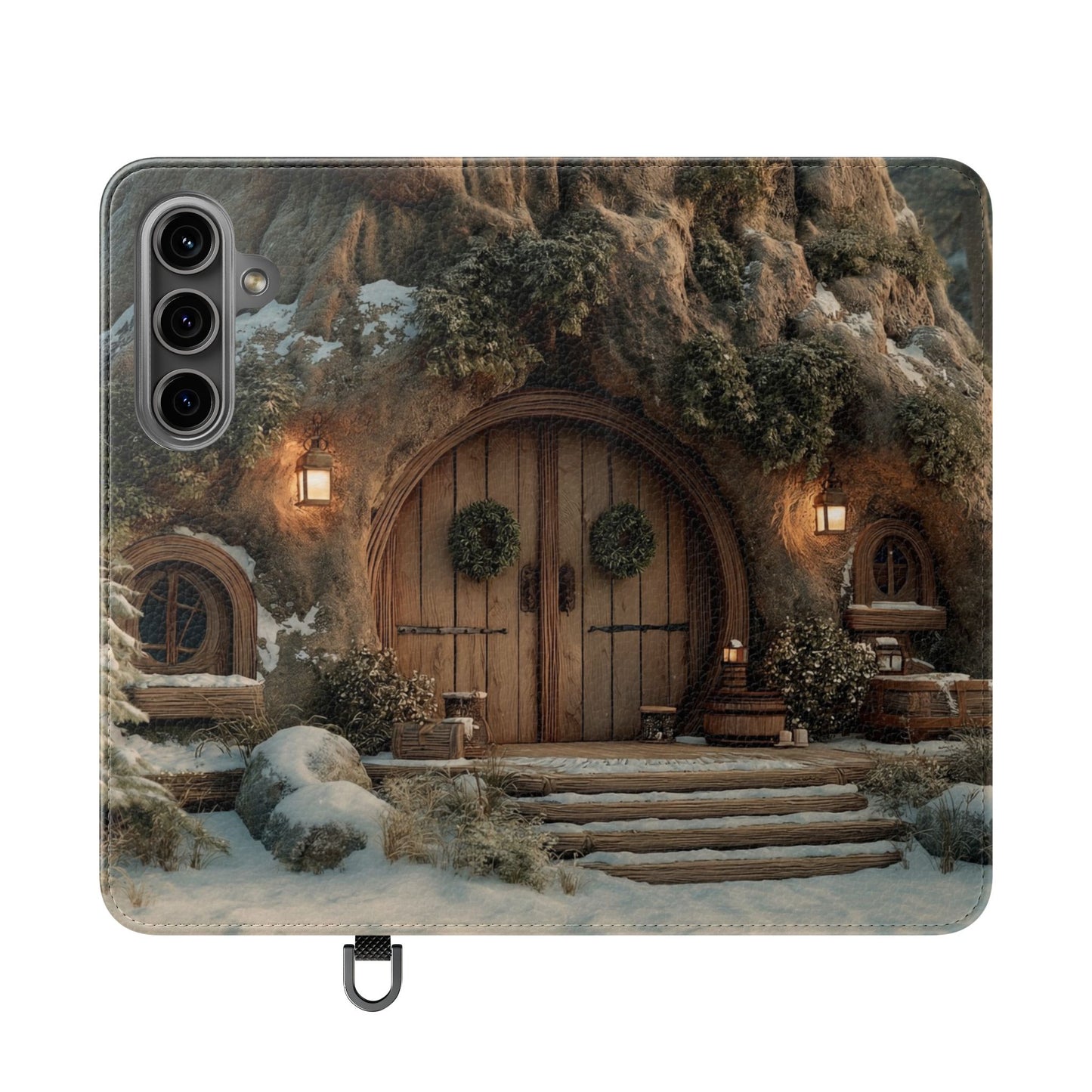 Hobbit Hole Flip Cases – Cozy Winter Doorway Scene