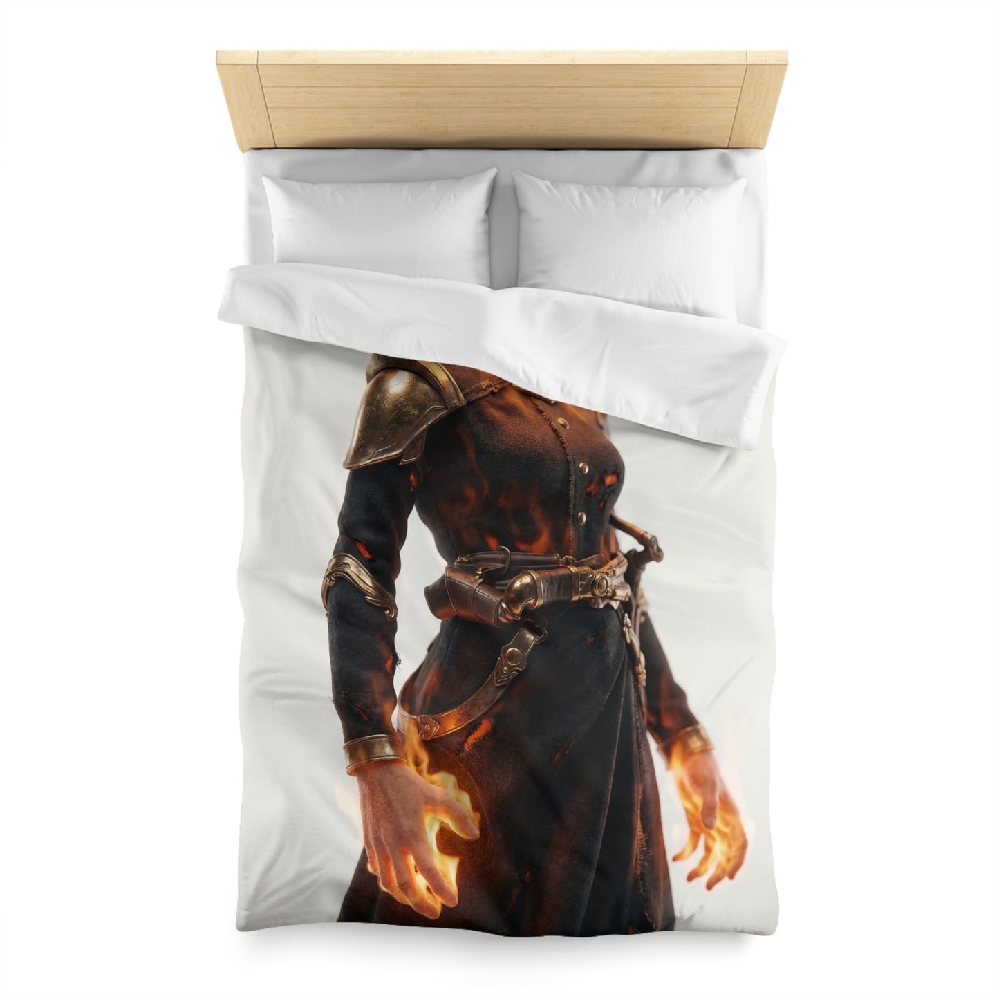 Flame-Headed Sentinel Microfiber Duvet Cover – Ash and Ember Armor