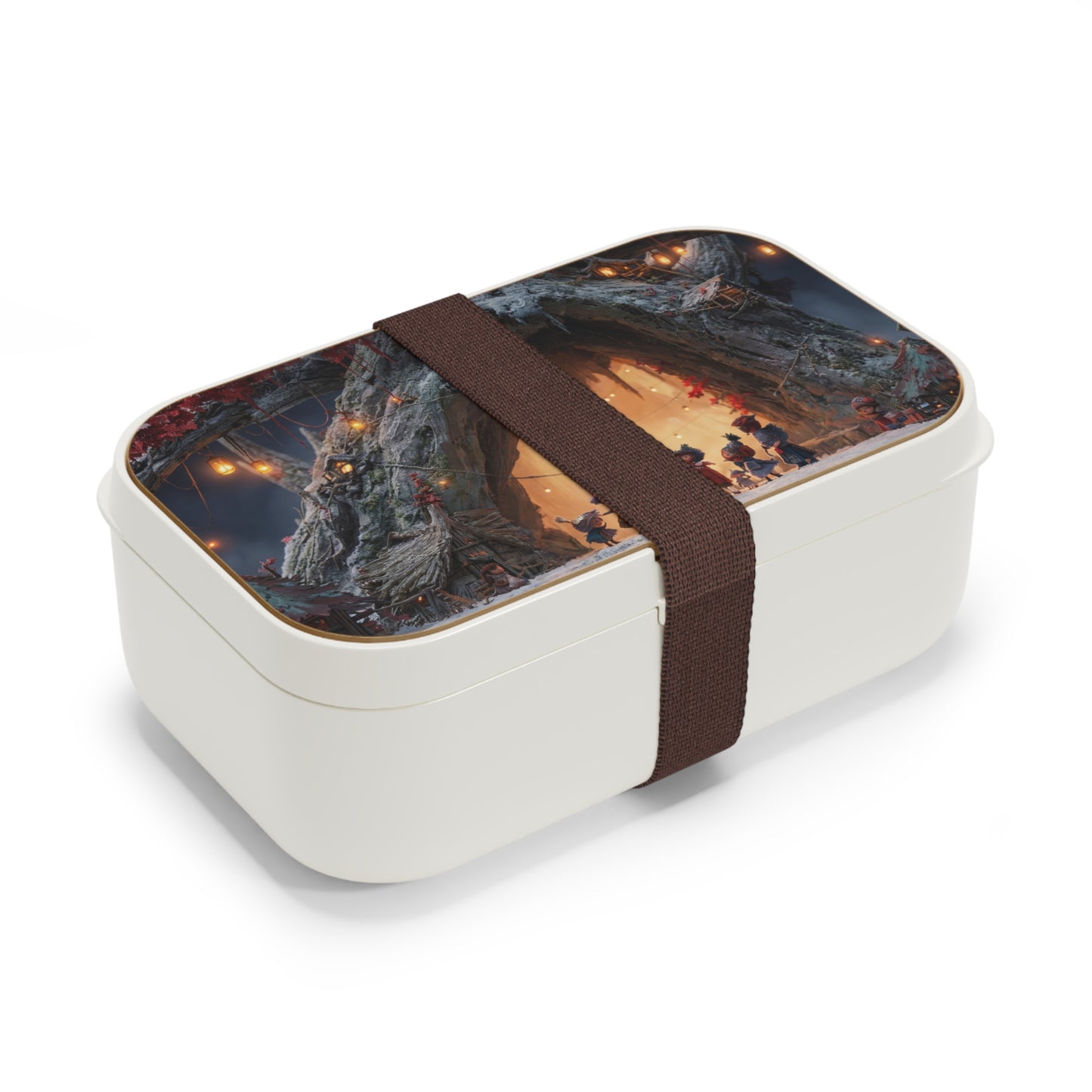 Winter Tree Village Bento Lunch Box – Hearthlight Gathering in Snow
