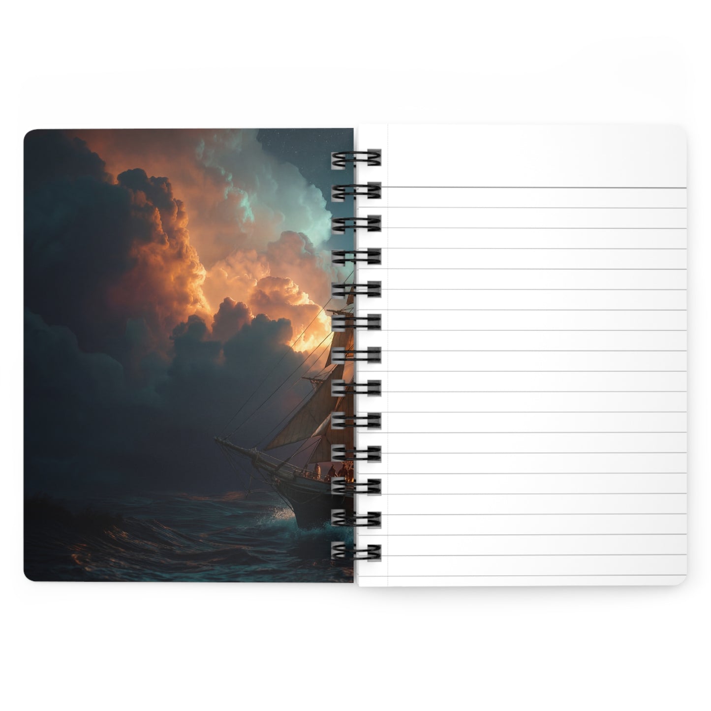 Starlit Galleon Spiral Bound Journal – Voyage Through Crimson Skies