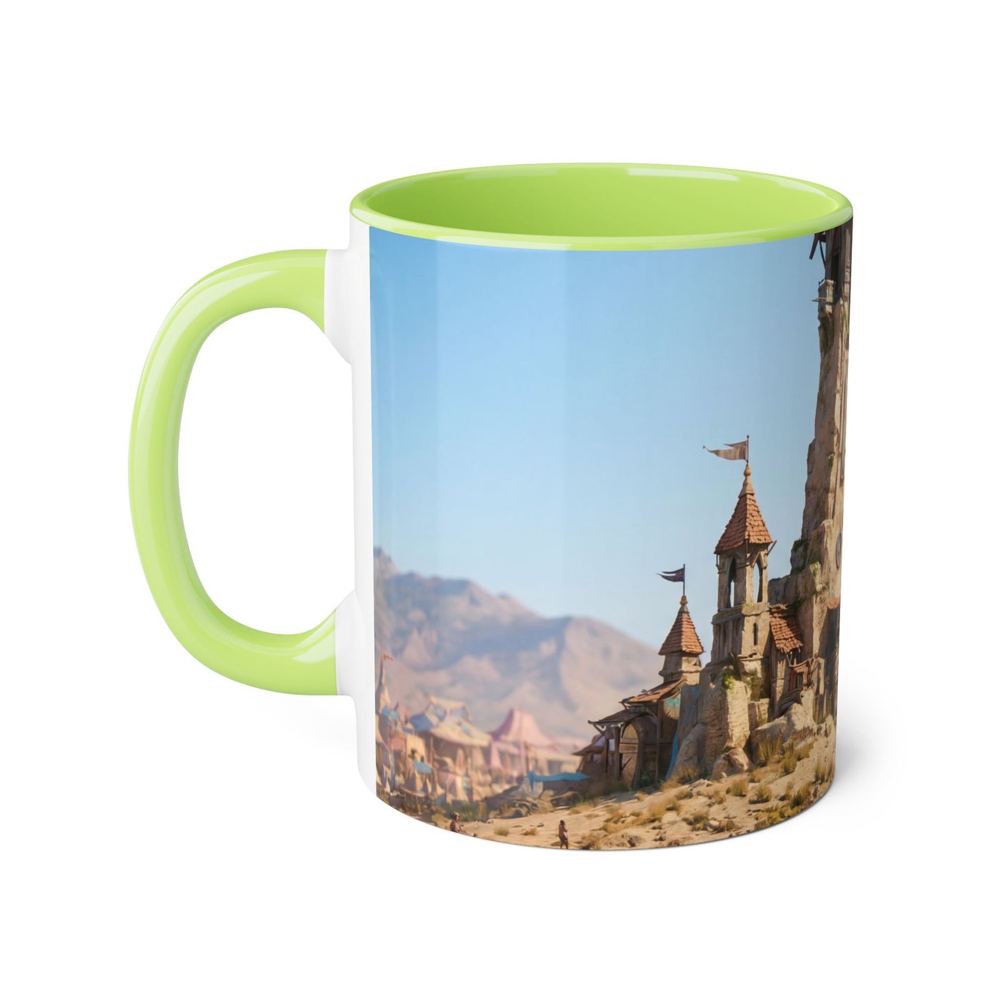 Dusty Gate Guardian Accent Mugs, 11oz – Sandstone Sentinel Archway