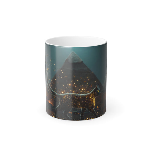 Pharaoh’s Spark Cat Color Morphing Mug, 11oz – Giza Moonlight Guardian