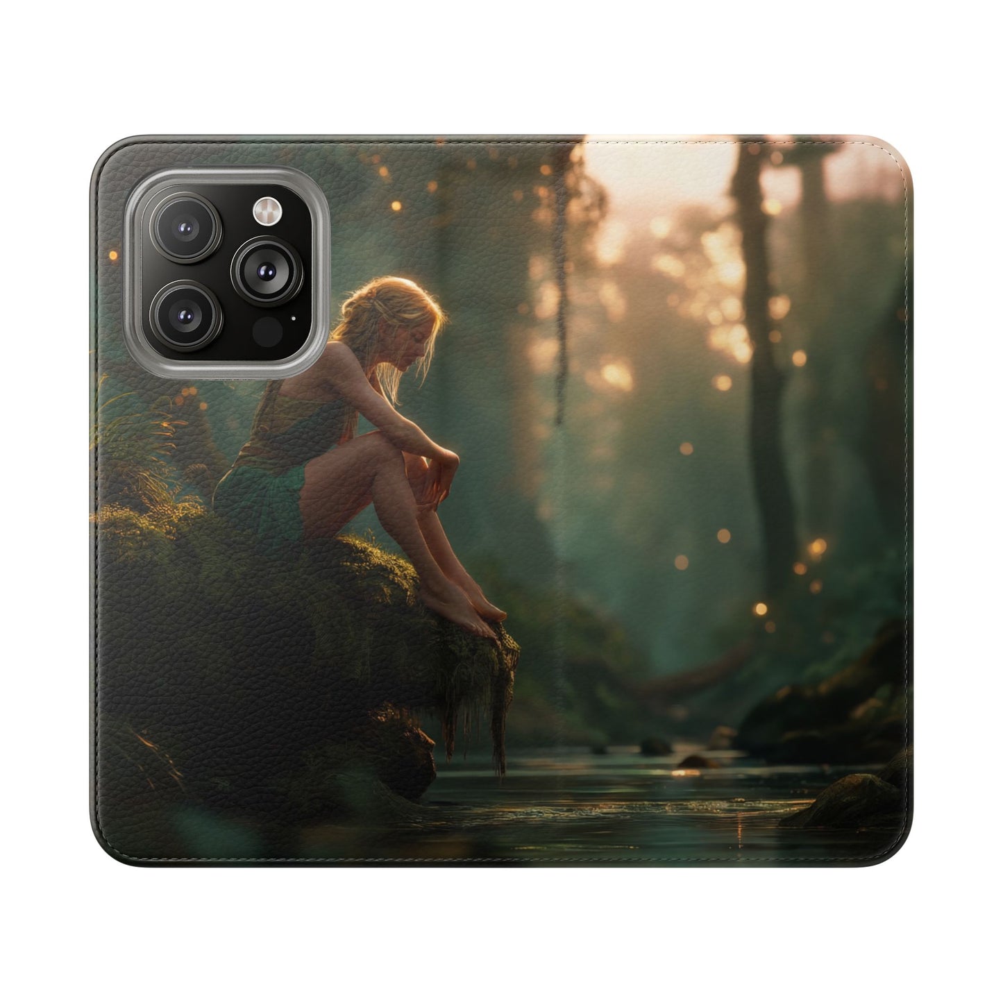Mossy Bank Fairy Flip Cases – Golden Hour Sentinel Portrait