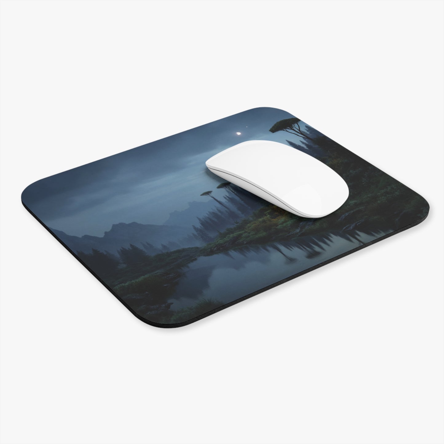 Mountain Lodge Mouse Pad (Rectangle) – Moonlit Haven by the River