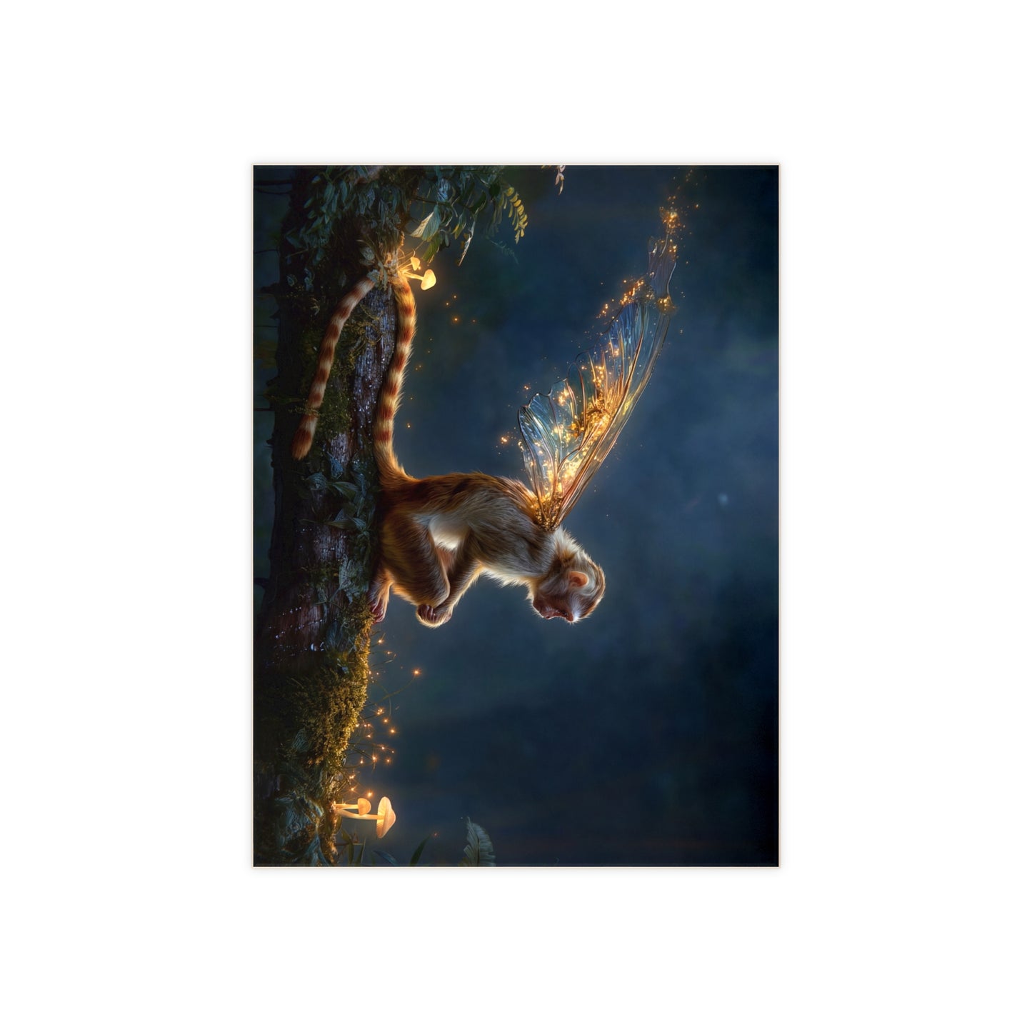 Winged Monkey in Twilight Forest Ceramic Photo Tile – Keeper of the Glowing Mushrooms