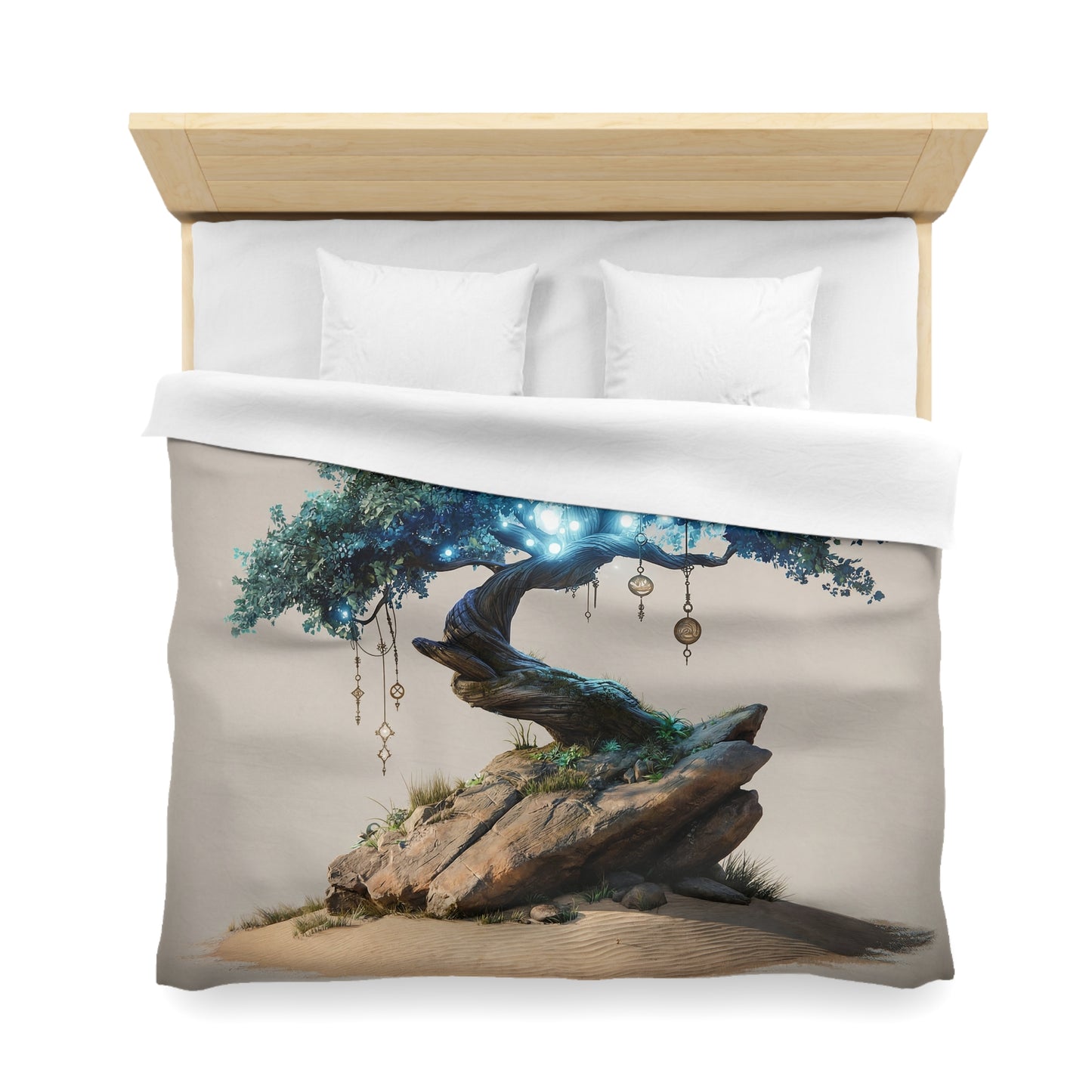 Luminescent Dream Tree Microfiber Duvet Cover – Night-Blooming Wisdom