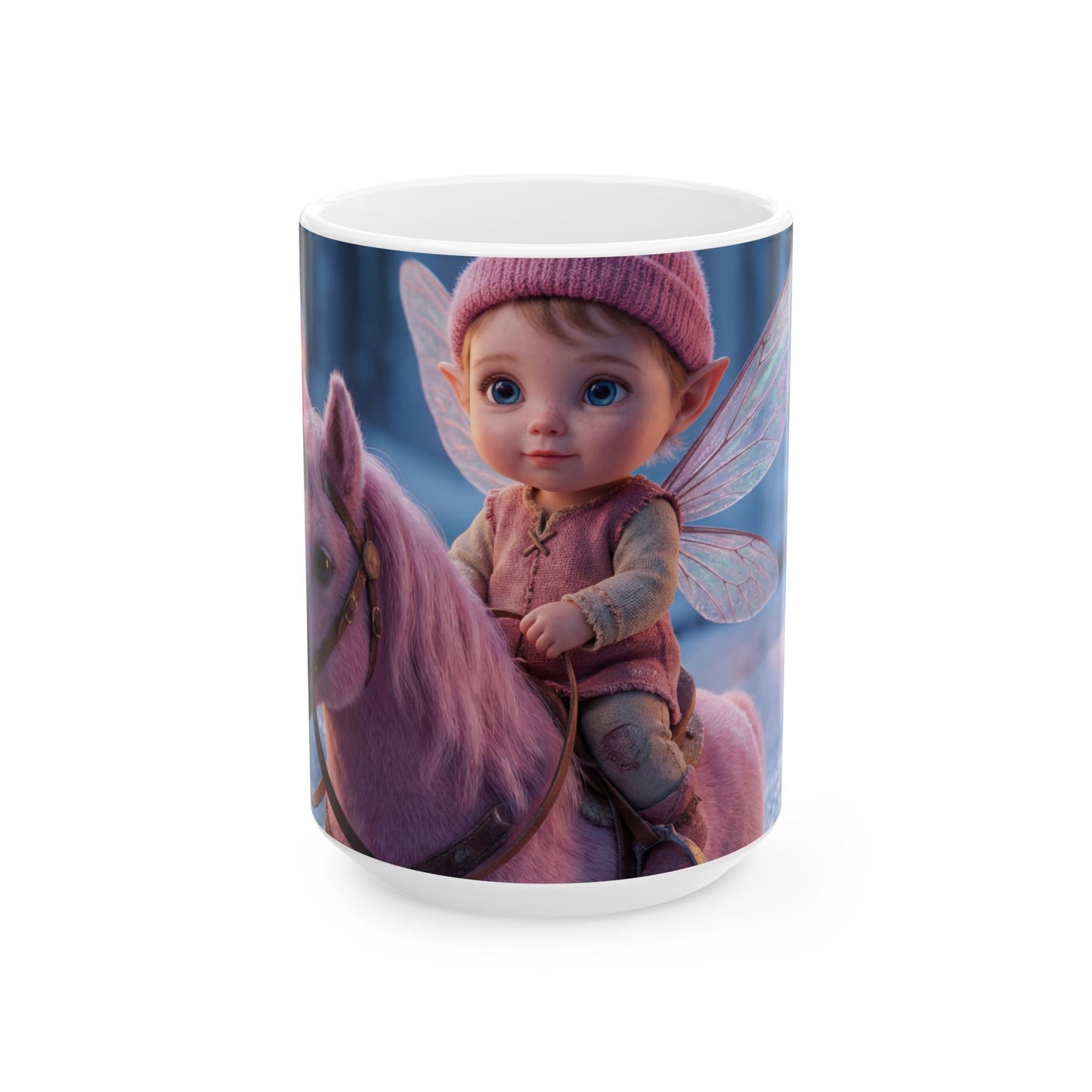 Pink Unicorn Rider Ceramic Mug – Frostlit Forest Fantasy