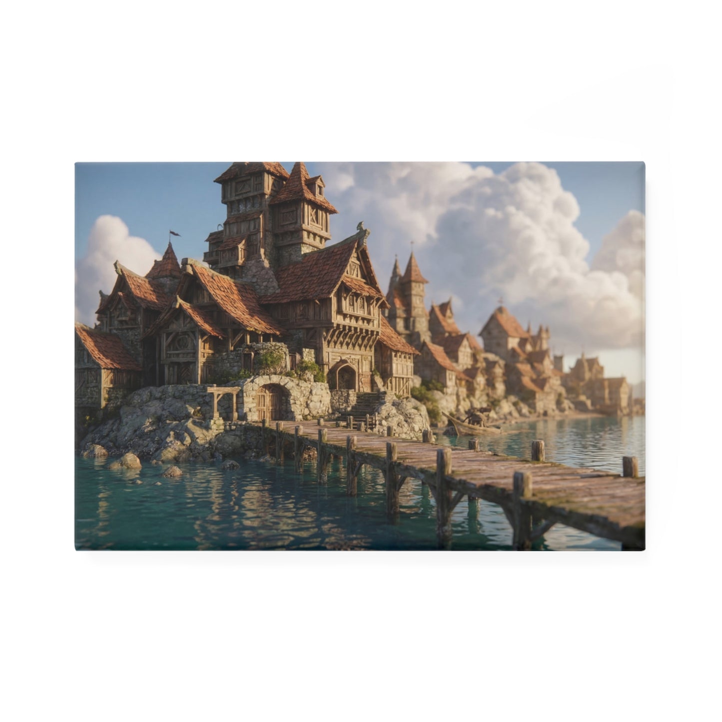 Coastal Viking Village Button Magnet, Rectangle (1 & 10 pcs) – Sunlit Stone & Timber Haven