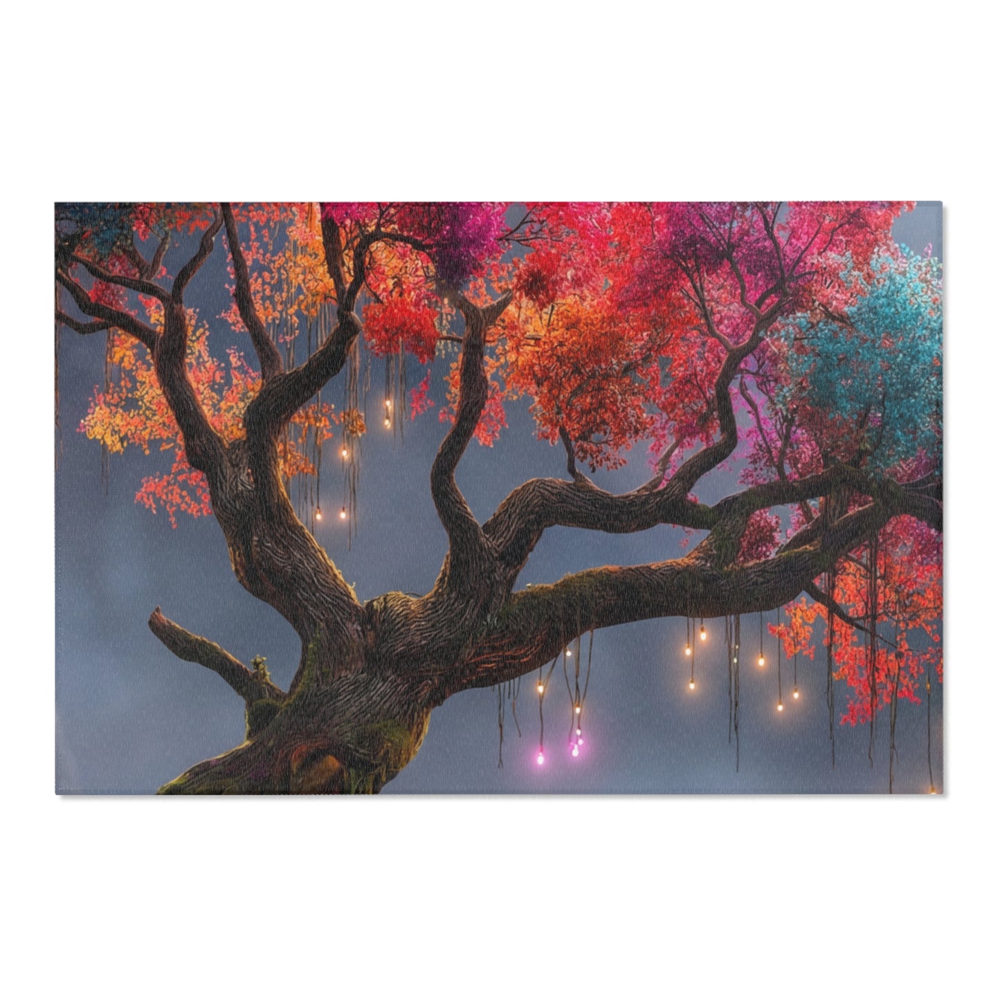 Chromatic Dream Tree Area Rugs – Moonlit Rainbow Canopy