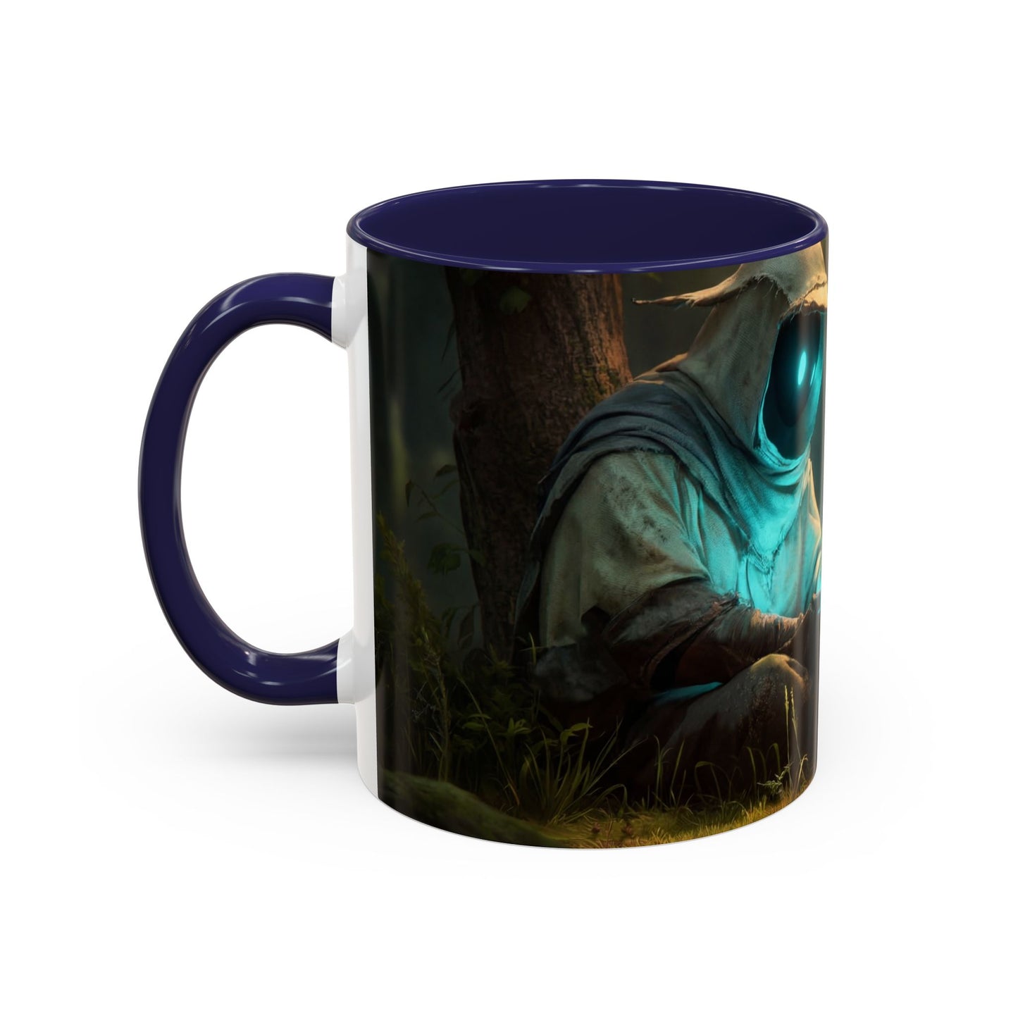 Forest Sentinel Accent Coffee Mug (11, 15oz) – Luminescent Guardian in Dappled Light